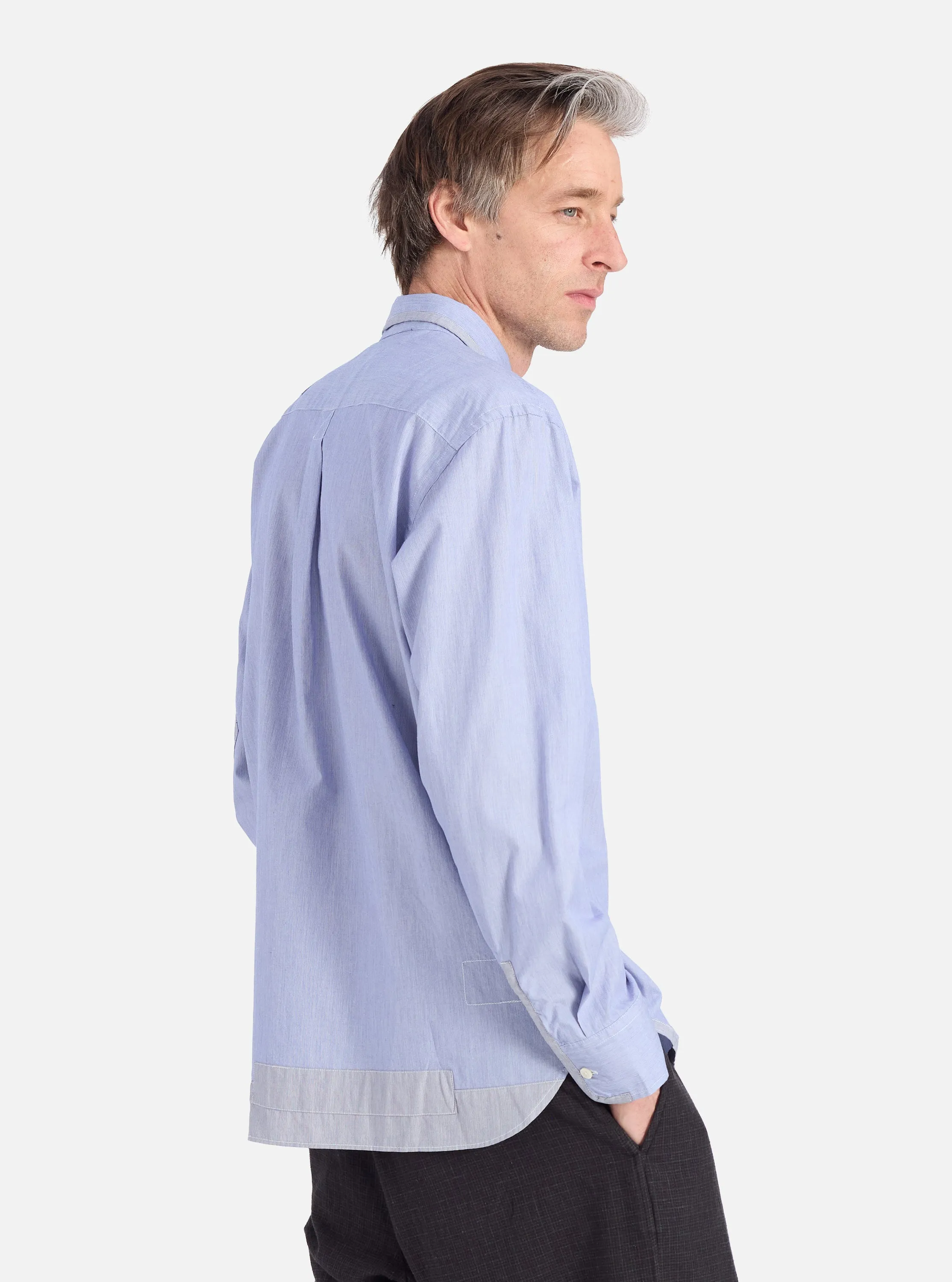 Mixed Blue Mixed Classics Patched Lazy Day Shirt Geometric Design Distressed finish