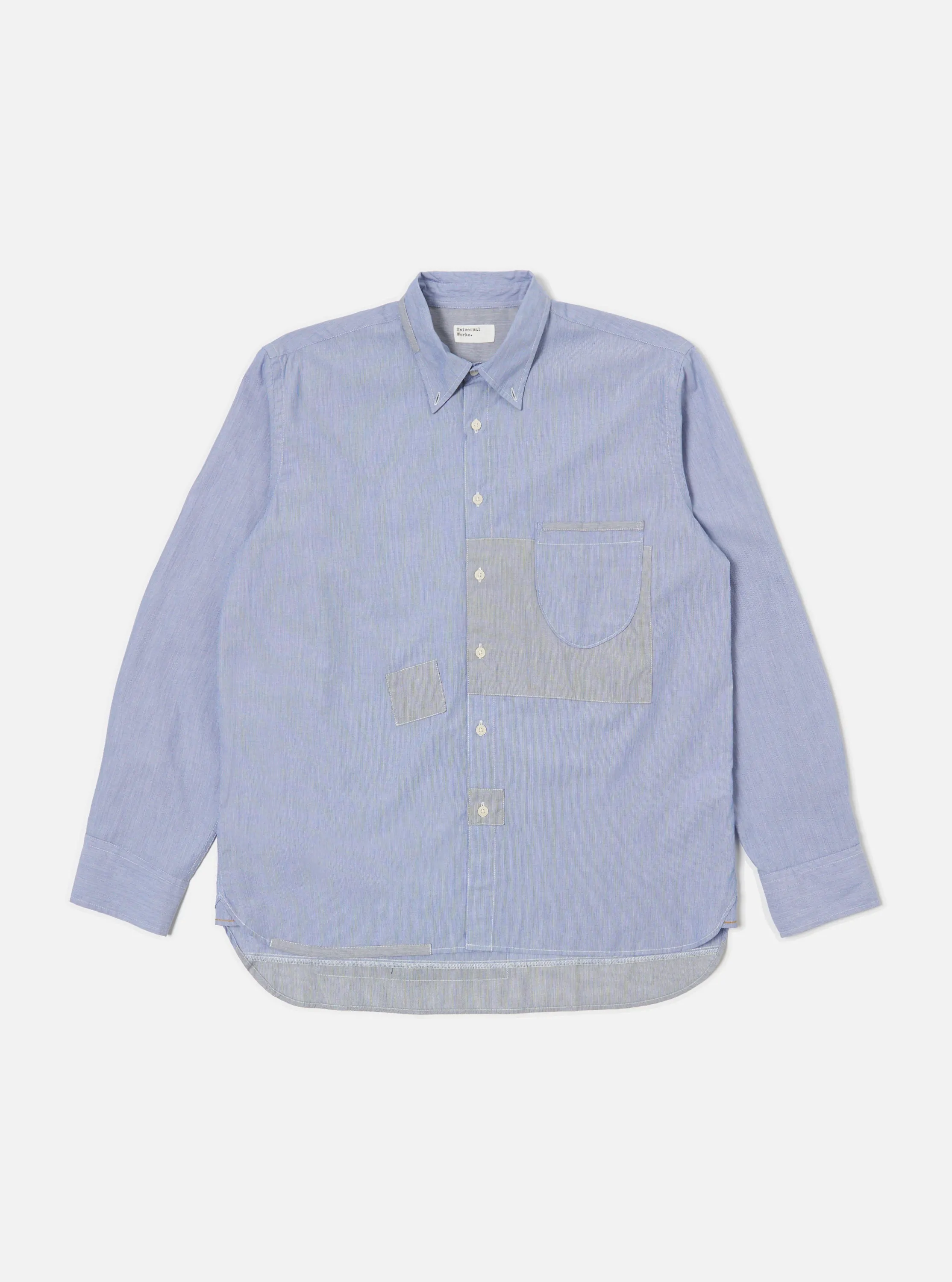 Mixed Blue Mixed Classics Patched Lazy Day Shirt Smooth Seam Finish Lightweight Weave