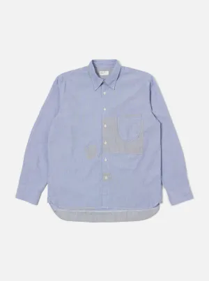 Mixed Blue Mixed Classics Patched Lazy Day Shirt Smooth Seam Finish Lightweight Weave