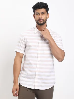 Road Trip Ready Men Striped Half Sleeve Cotton Blend Shirt