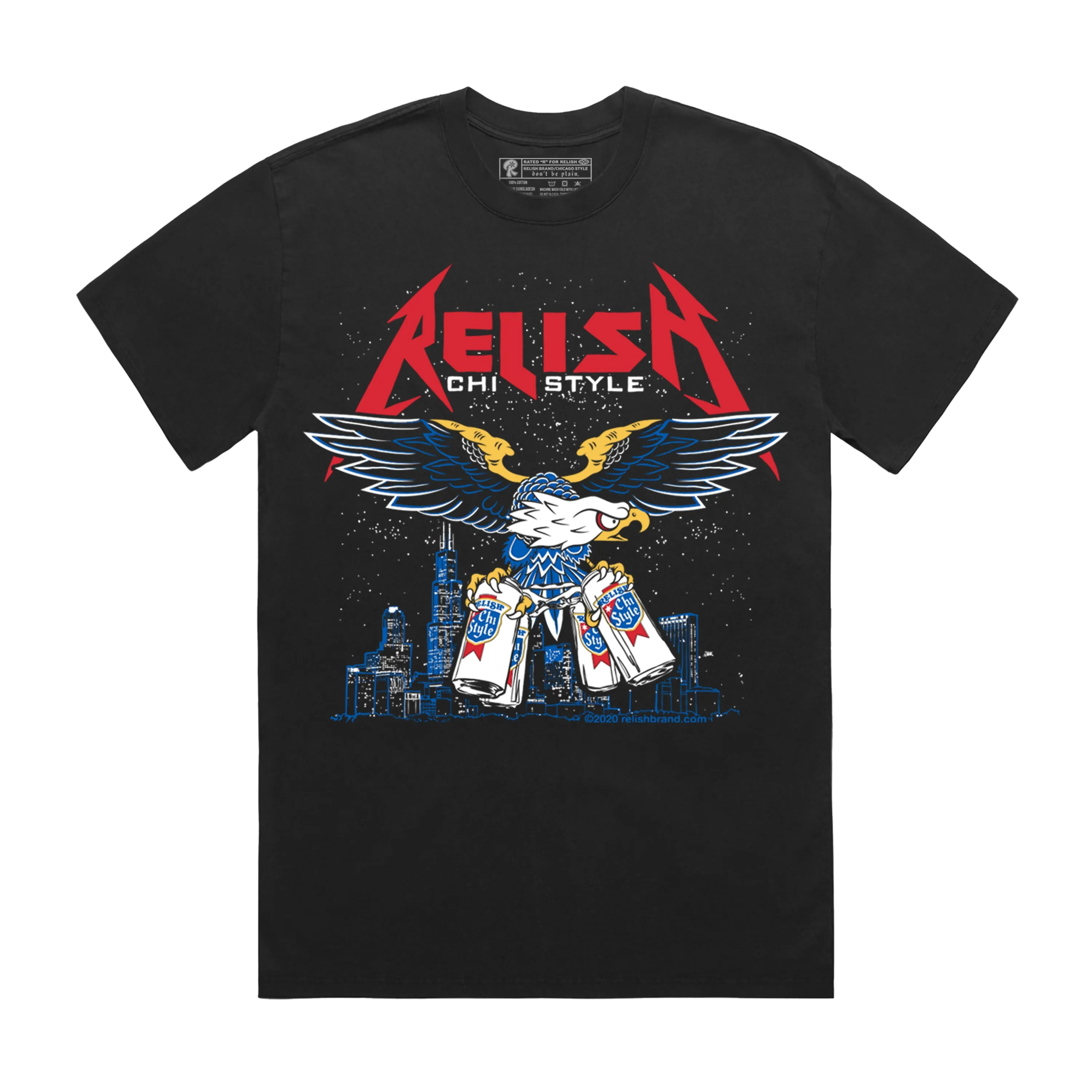 Tall Cans and Talons - Chicago Style metal shirt - Garment Dyed Classic Chic MinimalistStitching