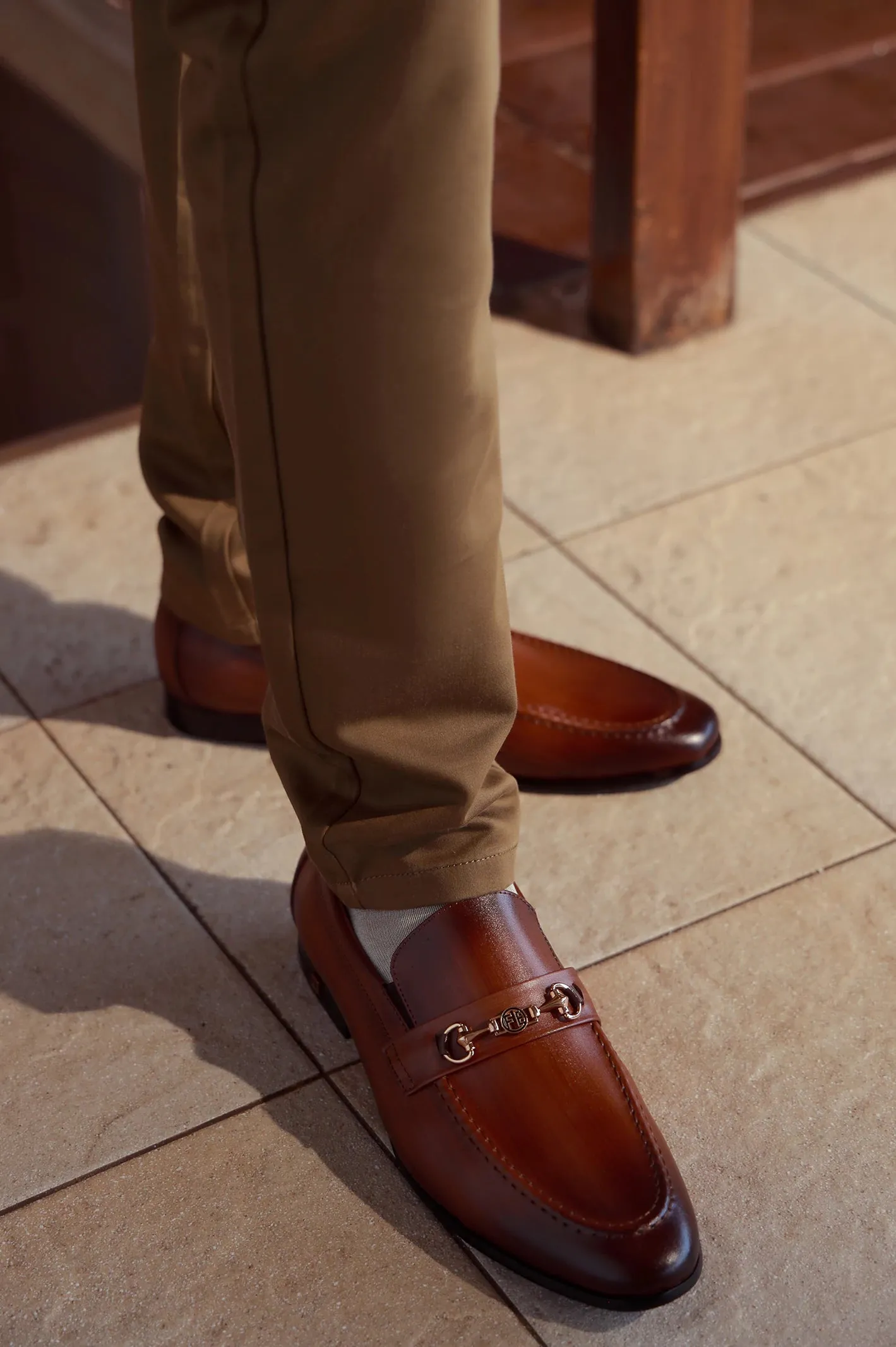 Tan Formal Moccassins Shoes velvet feel