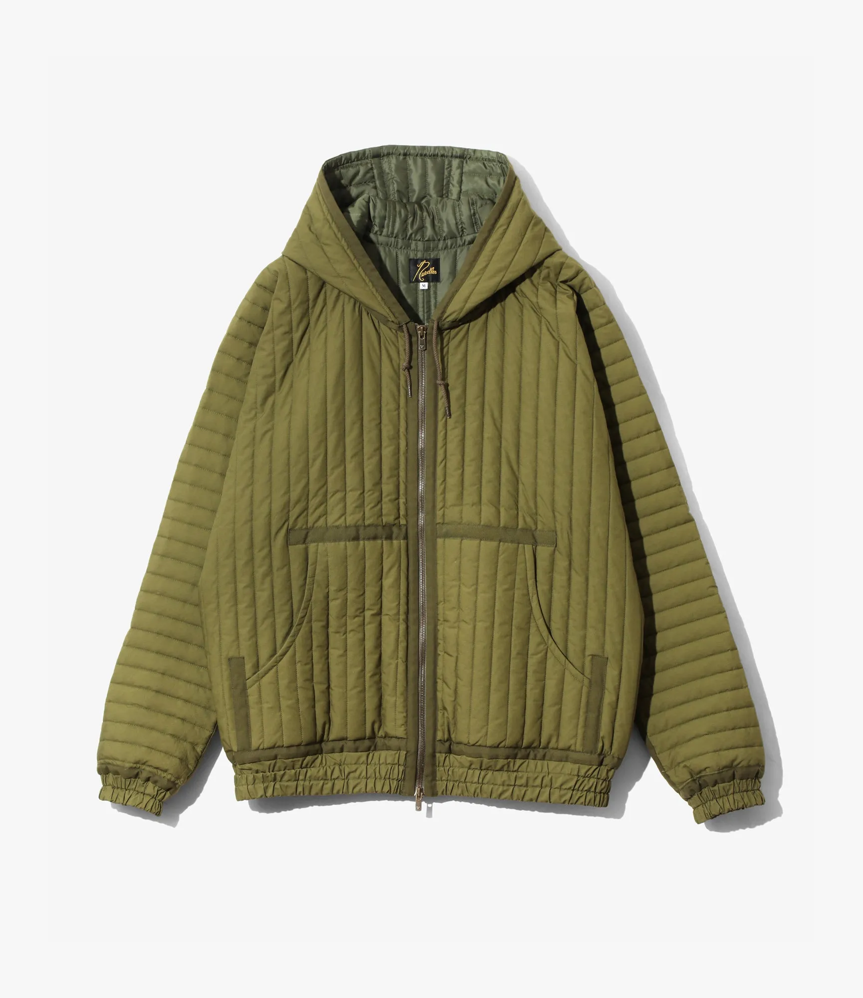 Taped Quilted Hoodie ?C Olive Poplin Weatherproof Shell Compression Fit