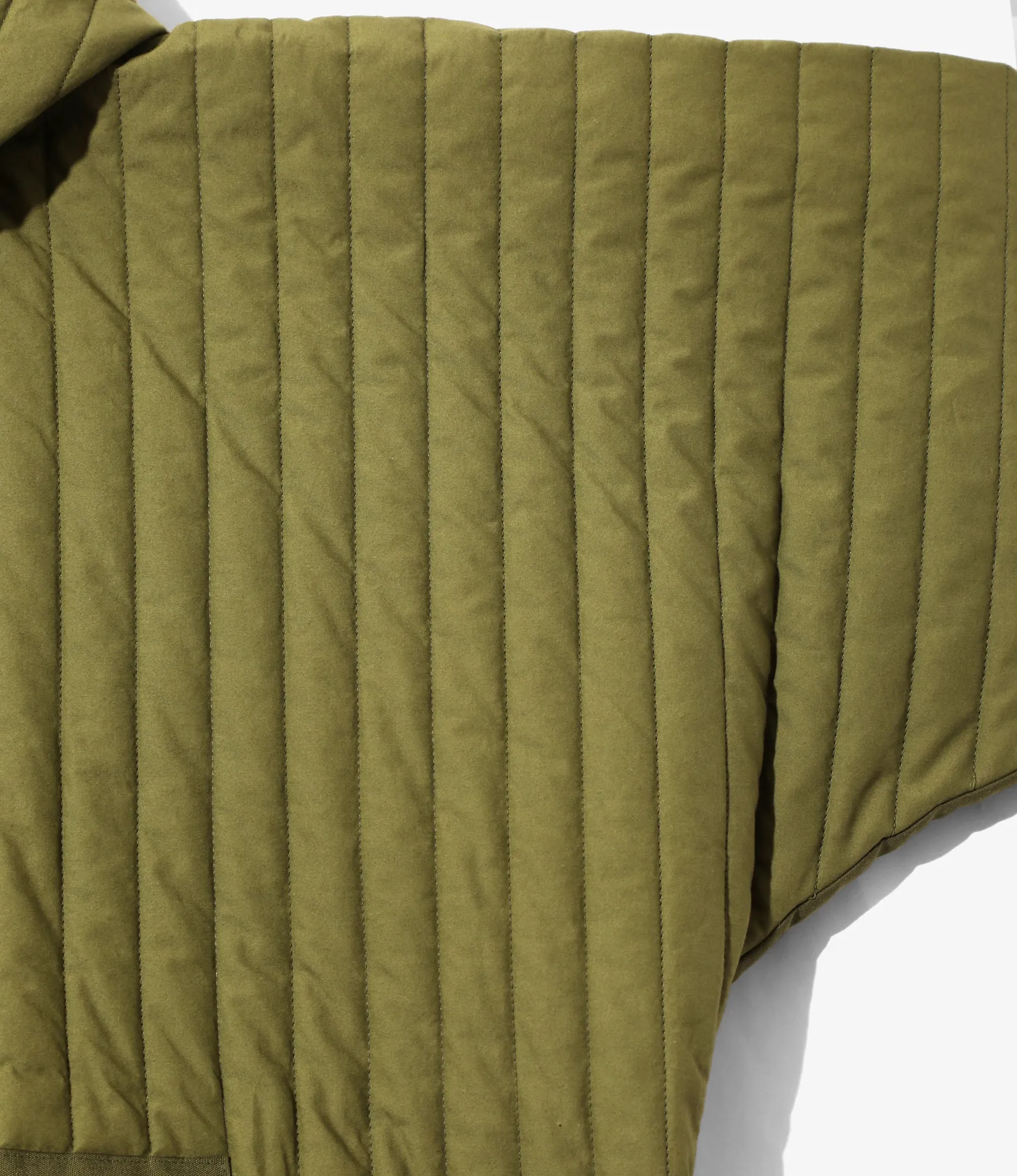 Taped Quilted Hoodie ?C Olive Poplin Windbreaker Style Warm Lining
