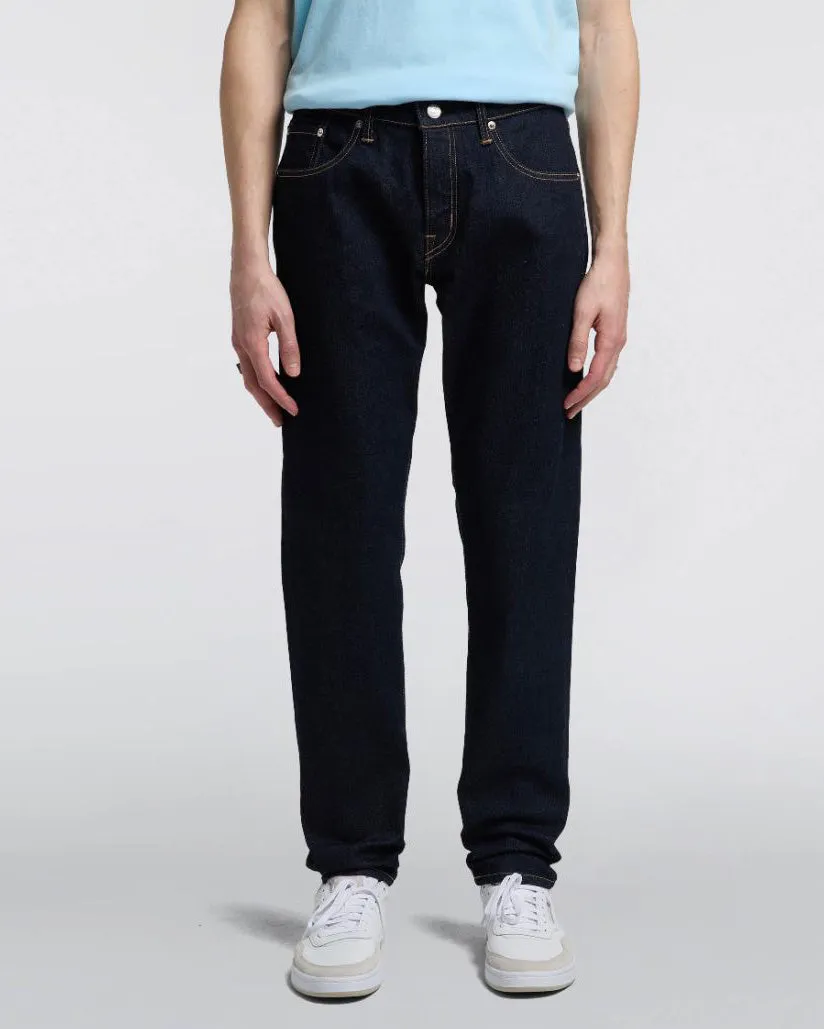 Edwin Made In Japan Regular Tapered Mens Jeans - 13oz Kaihara Pure Indigo Stretch Denim / Blue Rinsed Essential Basics