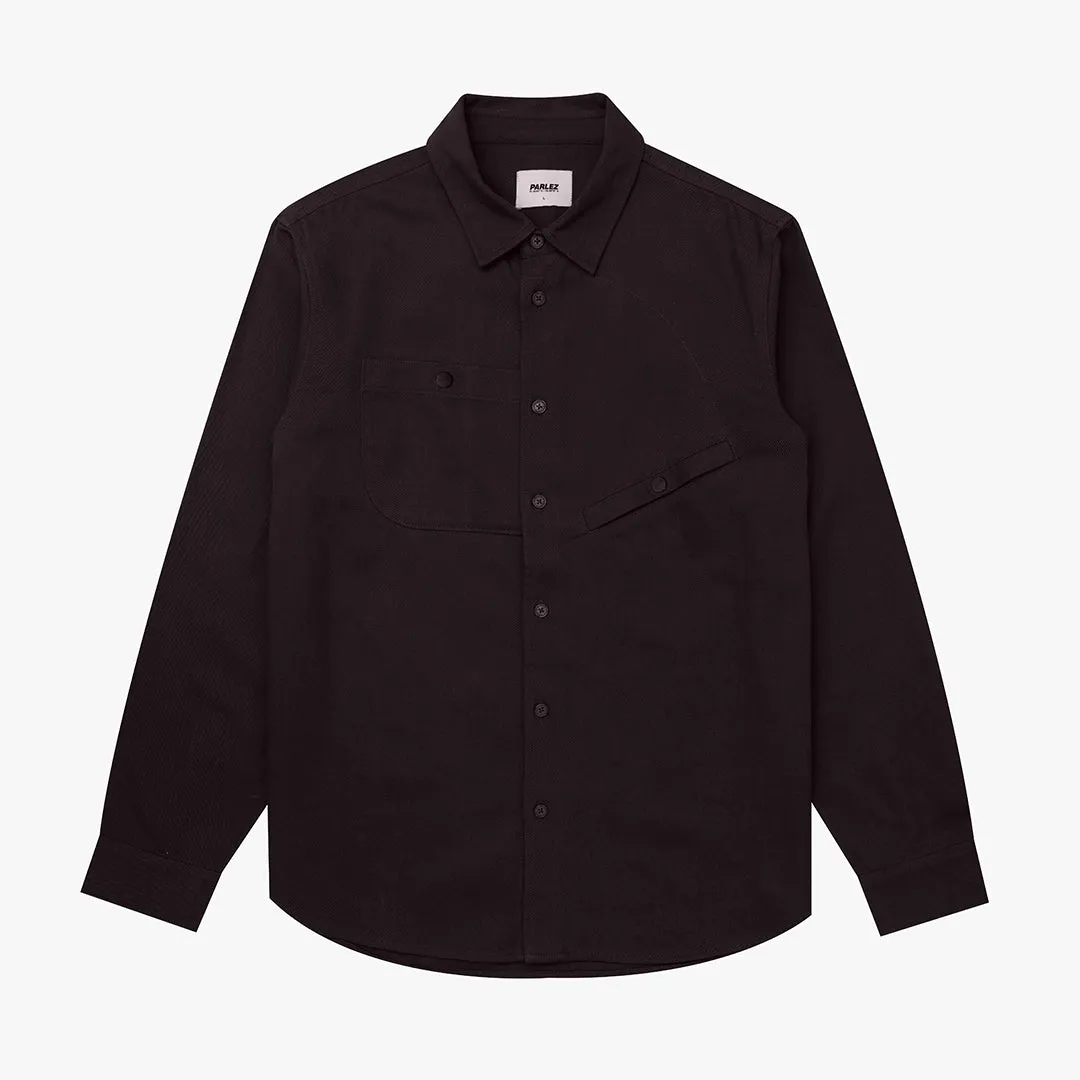Minimal Design Layered Sleeve Cuffs Task Shirt Black