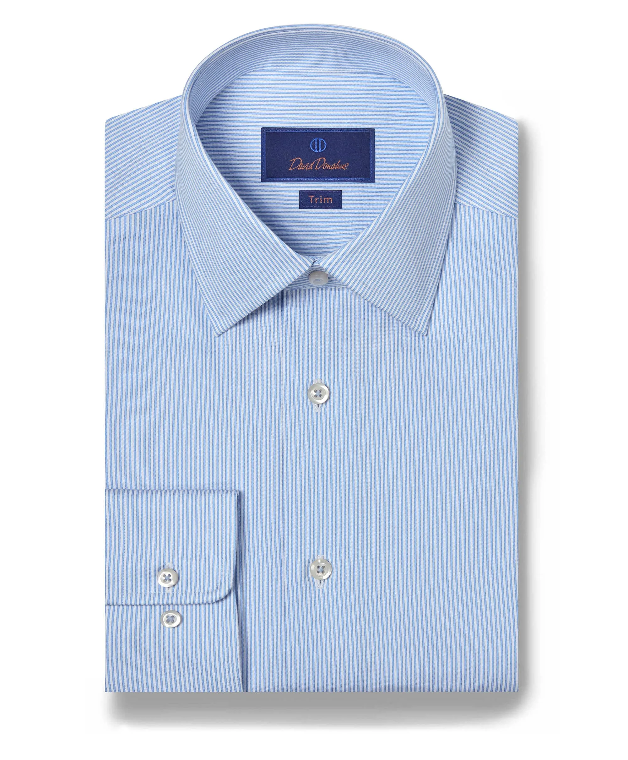 TBSP09950135 | Blue & White Fine Stripe Dress Shirt Country Charm Fashionable Pick