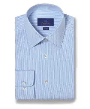 TBSP09950135 | Blue & White Fine Stripe Dress Shirt Country Charm Fashionable Pick