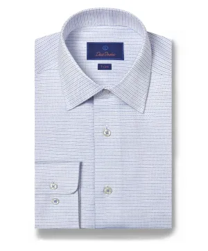 TBSP10006135 | White & Blue Micro Dobby Dot Dress Shirt Breathable Style Quick Release Placket