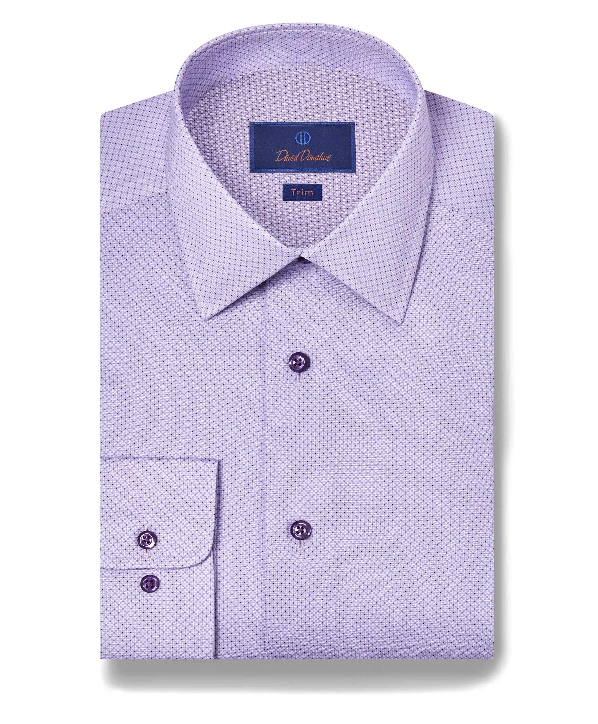 TBSP11008534 | Lilac  Micro Geometric  Print Dress Shirt Comfortable fit