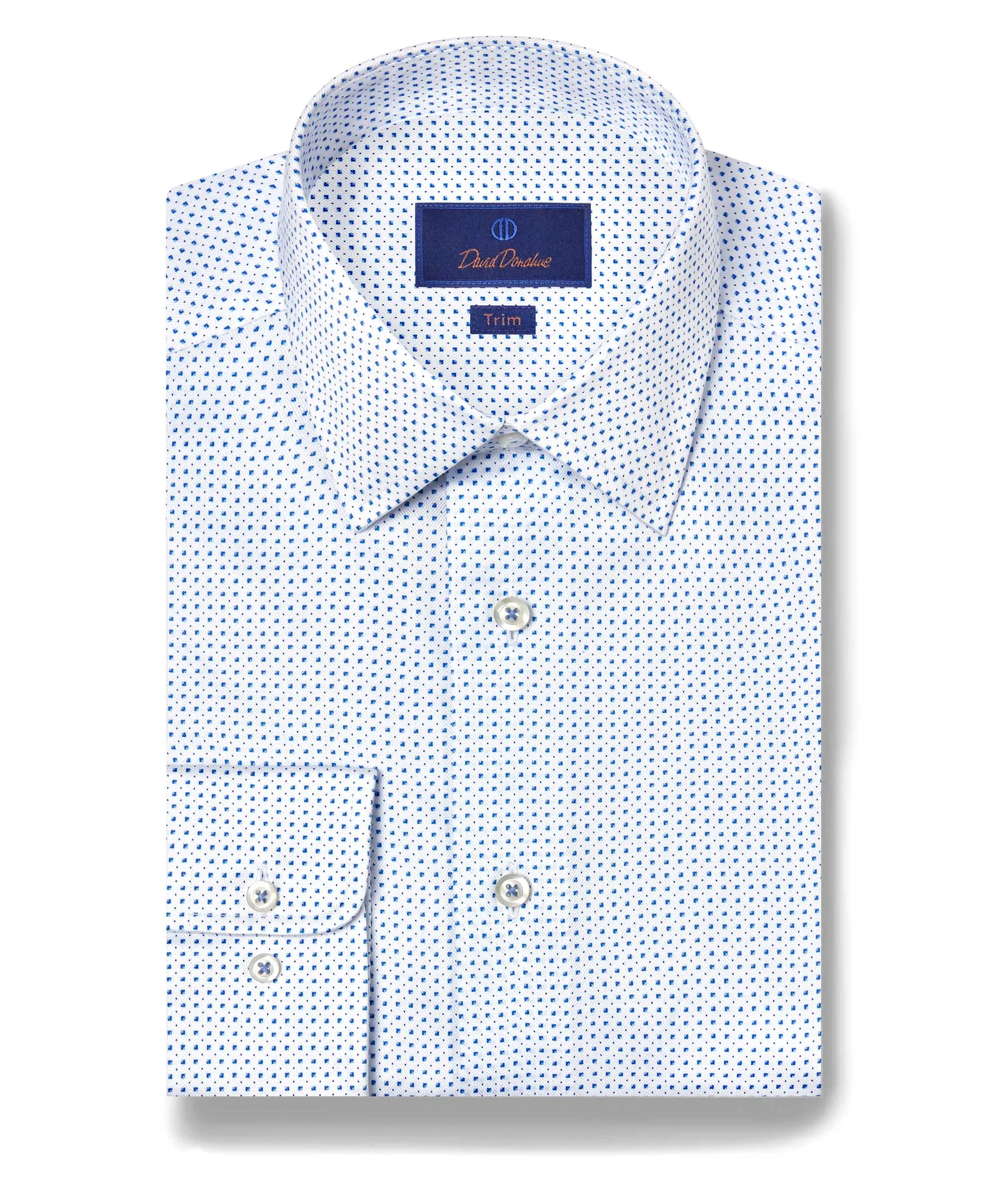 Snag Resistant Fabric Durable Thread Construction TBSP11201135 | White & Blue Micro Print Dress Shirt