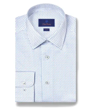 Snag Resistant Fabric Durable Thread Construction TBSP11201135 | White & Blue Micro Print Dress Shirt