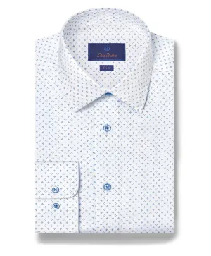 TBSP11202135 | White & Blue Neat Diamond Print Dress Shirt Tall Option Traveler??s Choice