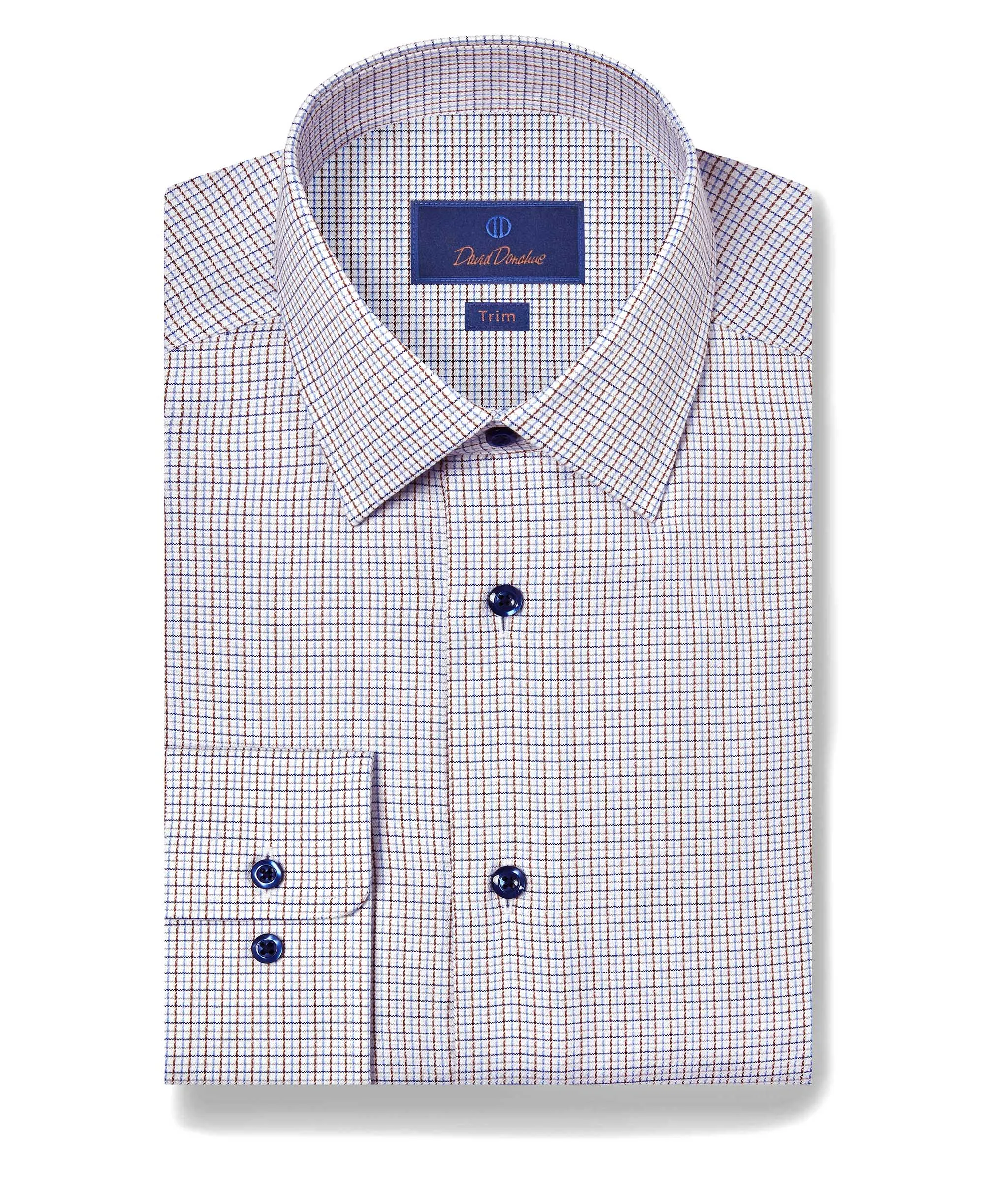 TBSP11802427 | Blue & Chocolate Textured Dobby Dress Shirt Classic Color