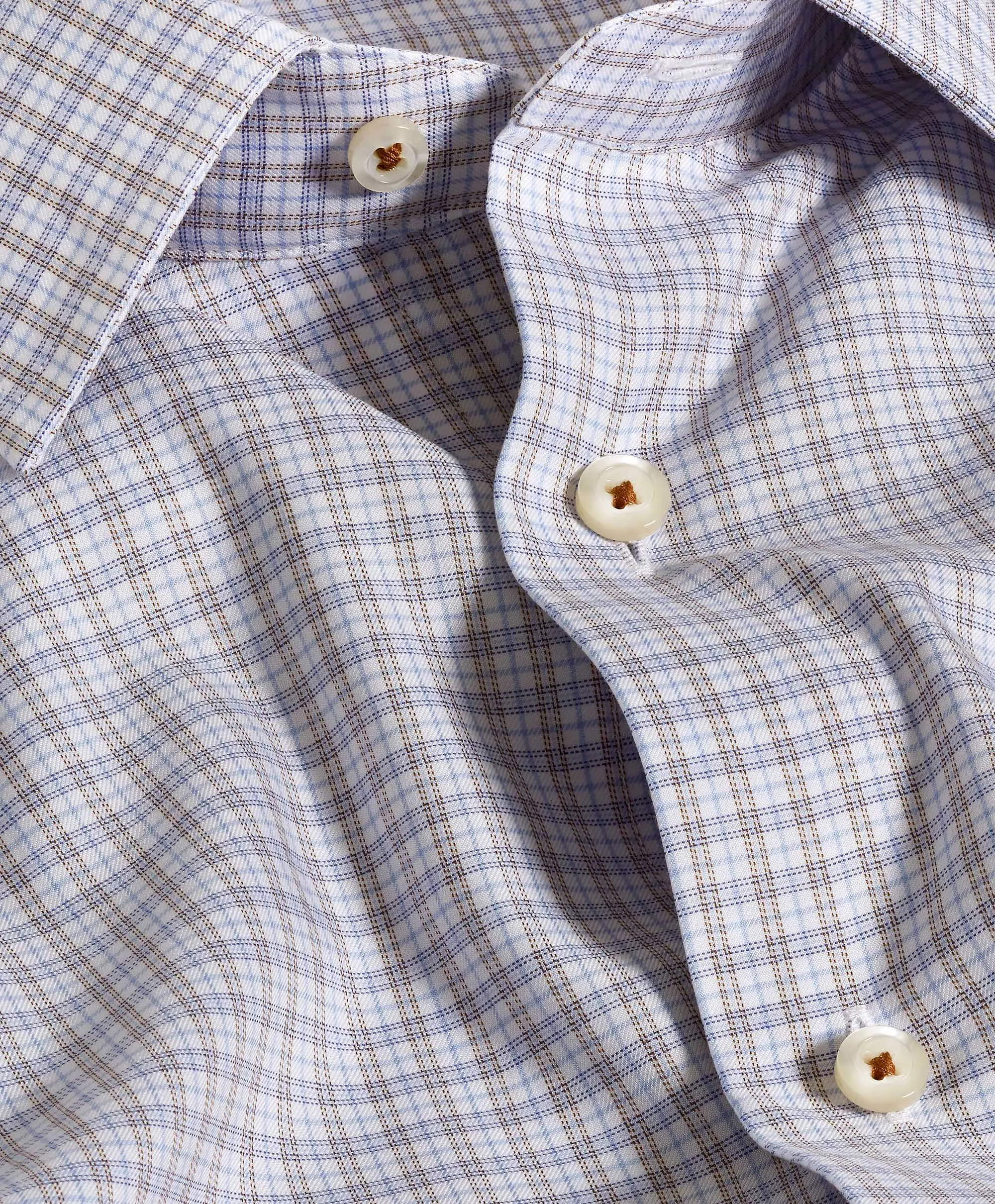 Casual Look Classy Detail TBSP11806421 | Sky & Chocolate Twill Check Dress Shirt