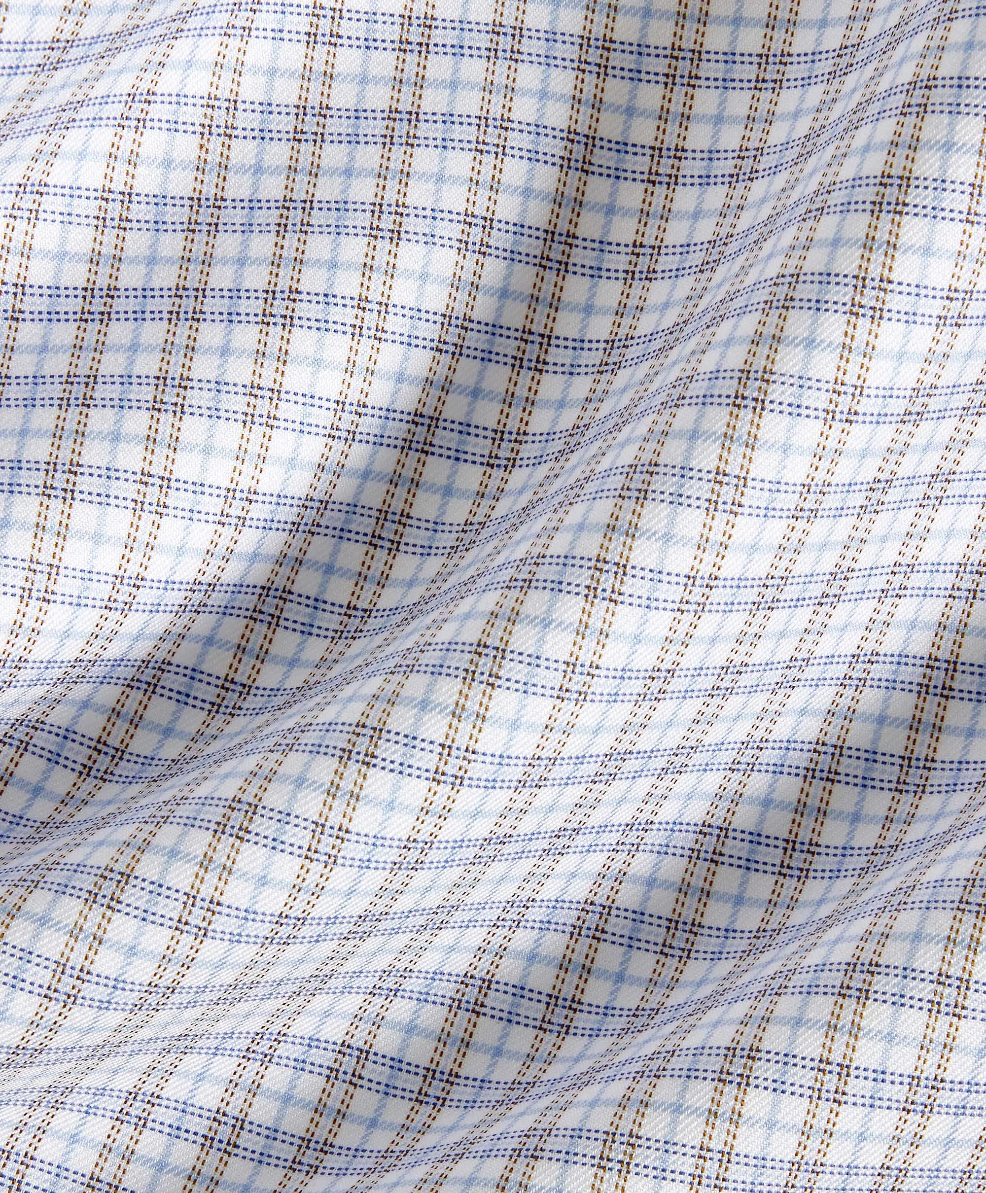 TBSP11806421 | Sky & Chocolate Twill Check Dress Shirt Classy Detail
