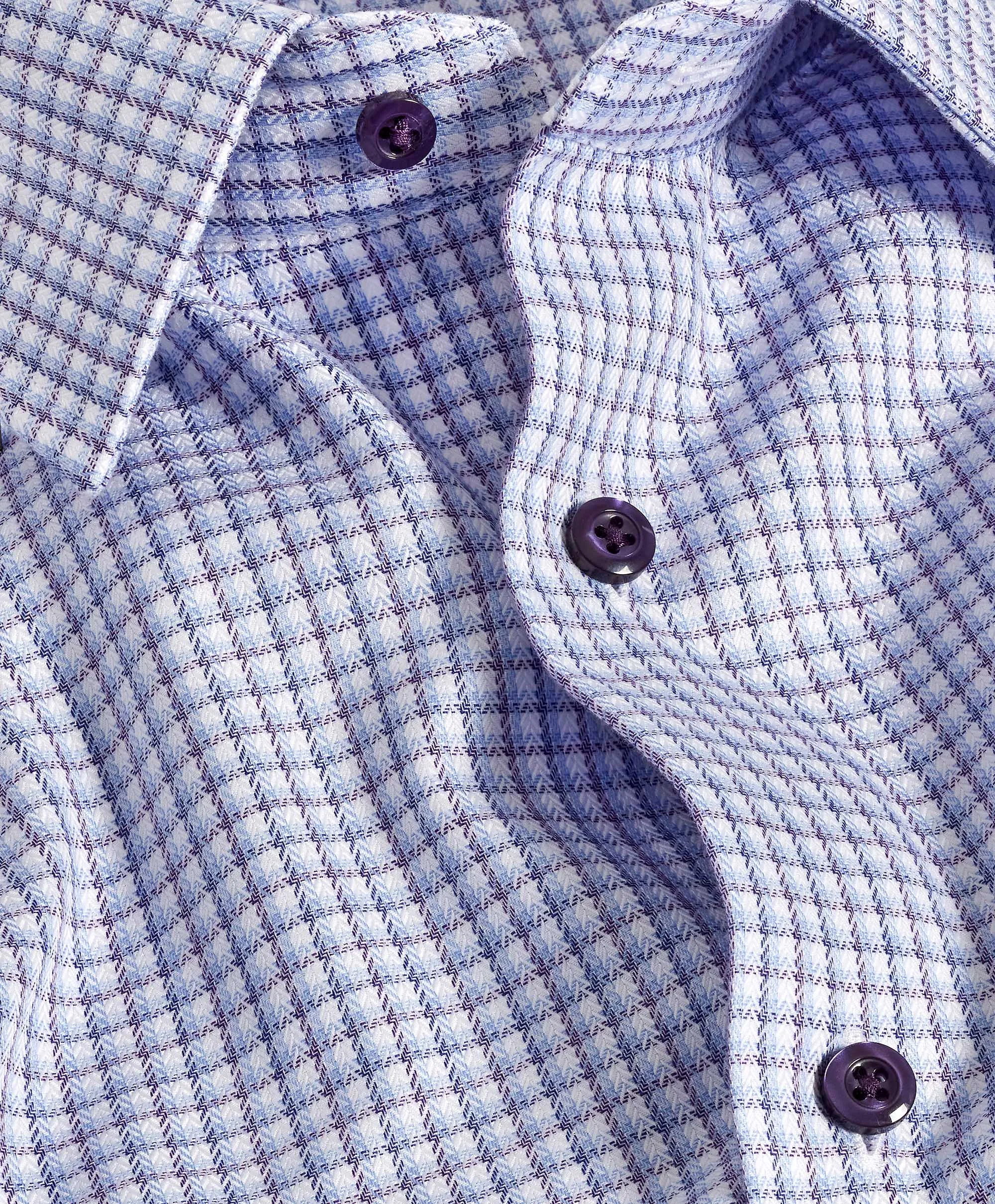 TBSP11807485 | Blue & Purple Herringbone Check Dress Shirt Luxury Feel Standalone Option