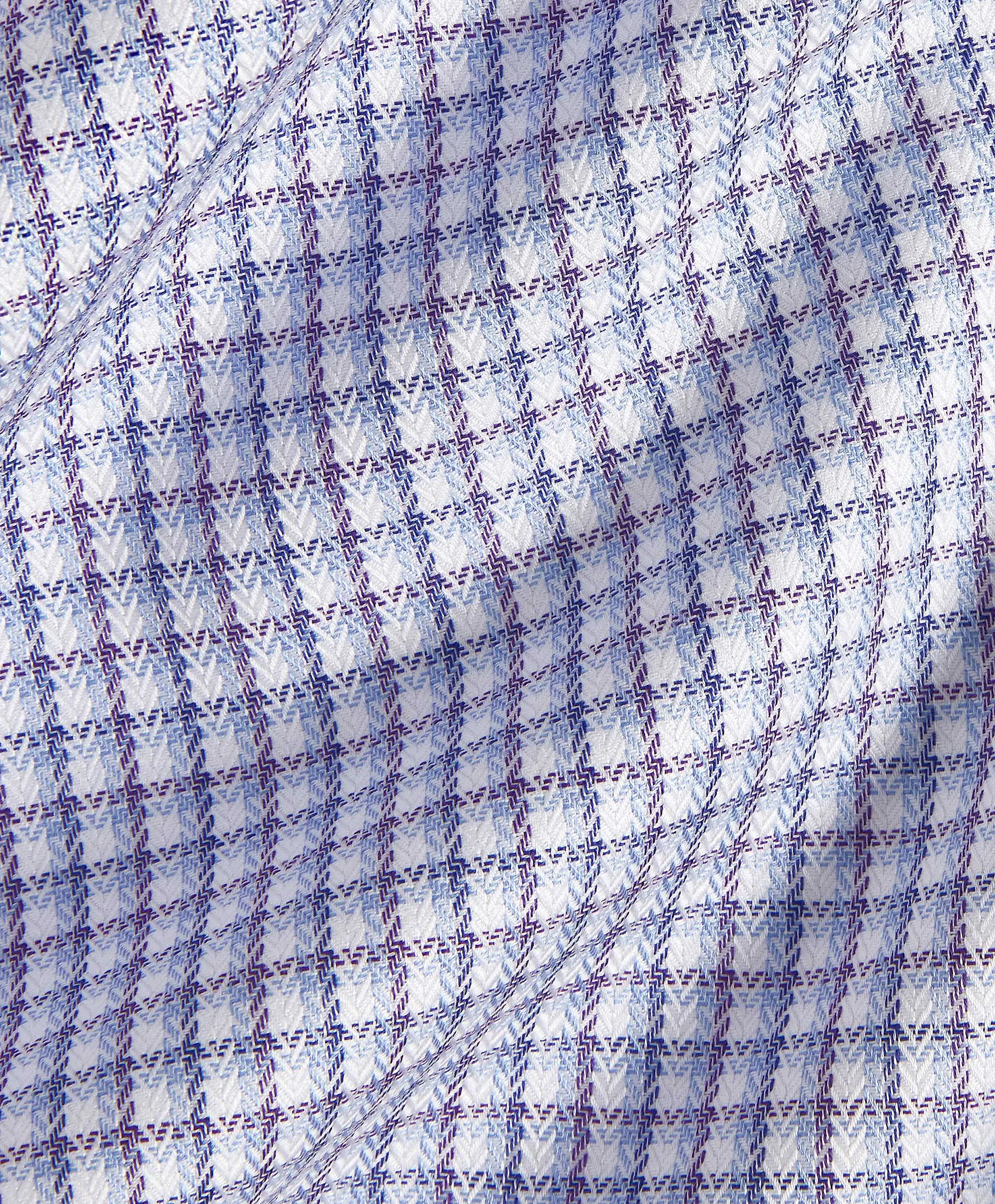Earthy Hue TBSP11807485 | Blue & Purple Herringbone Check Dress Shirt