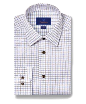 Reinforced Seams Chic Design TBSP11808427 | Blue & Brown Textured Check Dress Shirt
