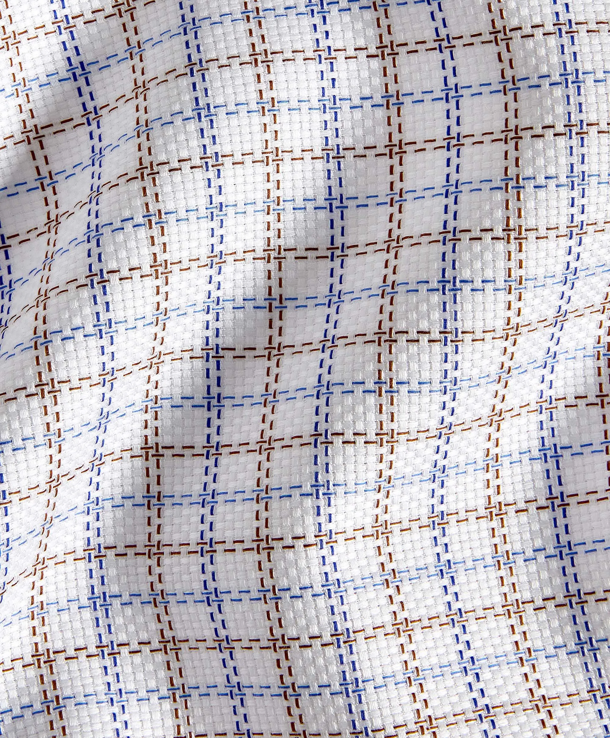 Comfort First Fit TBSP11808427 | Blue & Brown Textured Check Dress Shirt