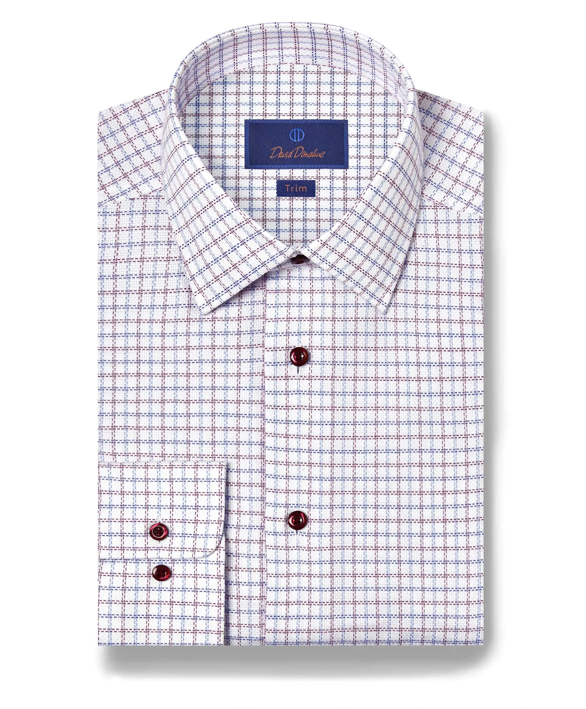 Travel Essential Odor Control Fabric TBSP11808464 | Blue & Berry Textured Check Dress Shirt