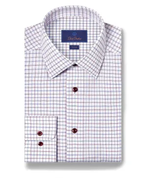 Travel Essential Odor Control Fabric TBSP11808464 | Blue & Berry Textured Check Dress Shirt