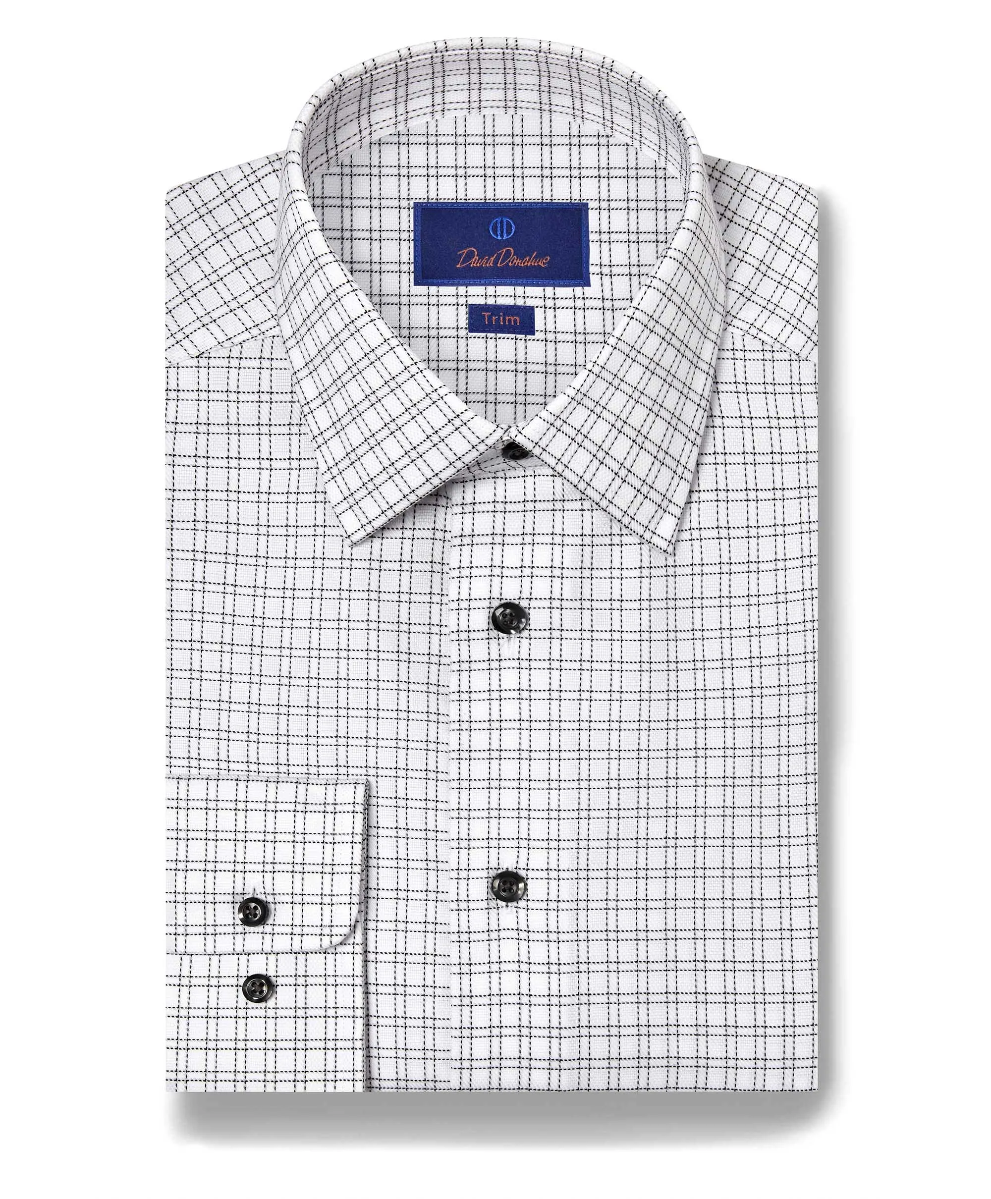 Stretchable Cloth TBSP11809115 | White & Black Dobby Check Dress Shirt