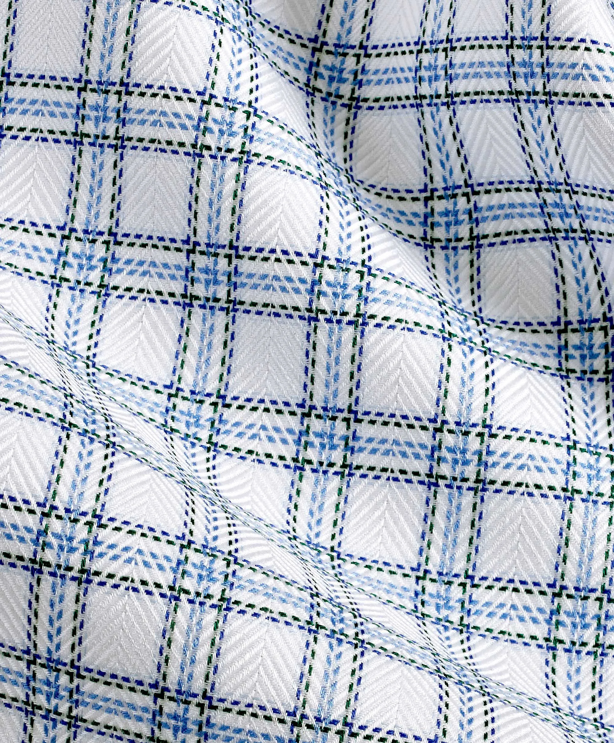 Youthful Appeal Midweight Textile TBSP11811448 | Blue & Green Herringbone Check Dress Shirt