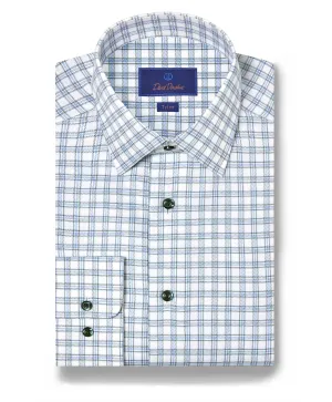 mix and match Effortless Style TBSP11811448 | Blue & Green Herringbone Check Dress Shirt