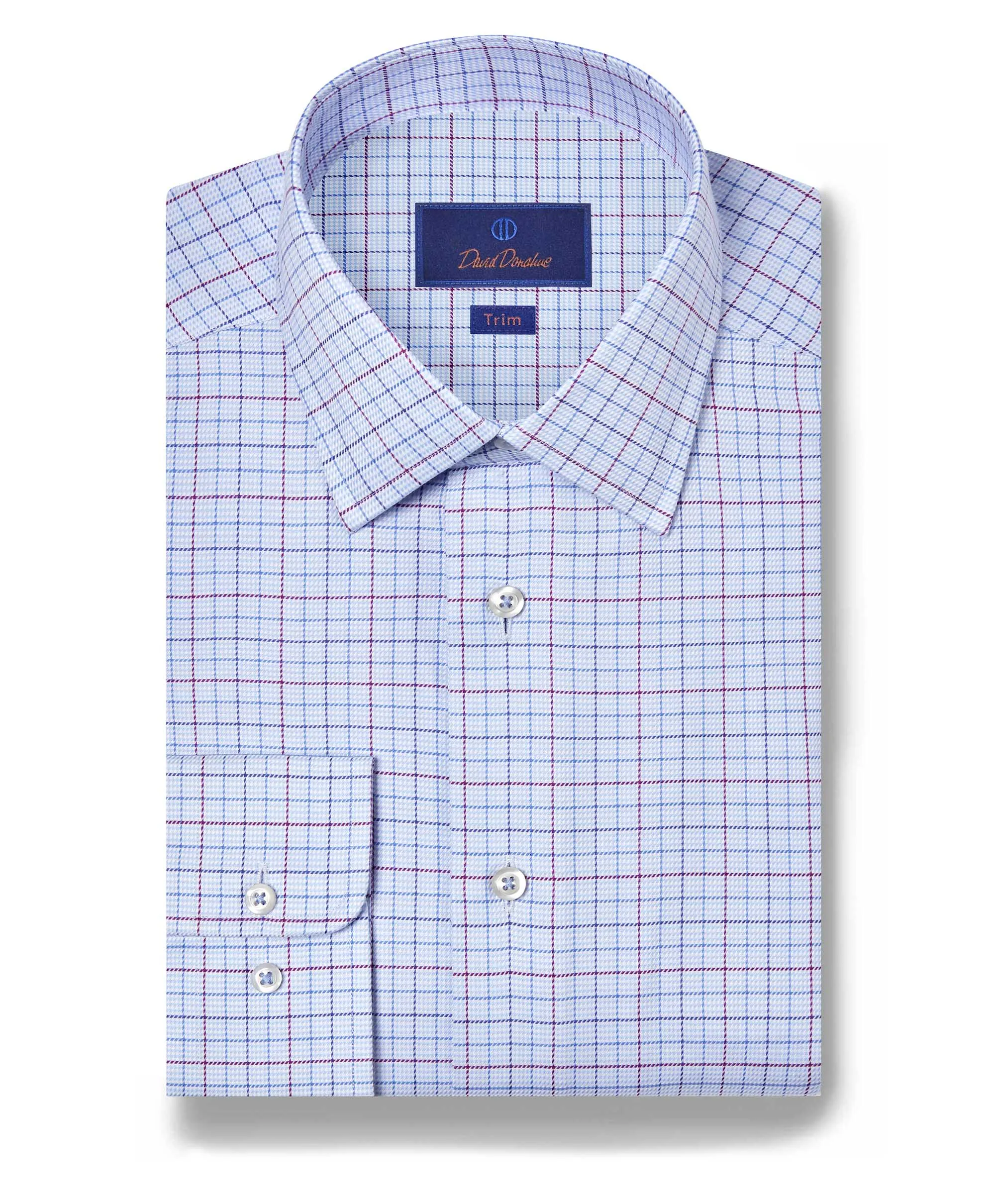Breathable Underarm Vents TBSP11812436 | Sky & Merlot Twill Check Dress Shirt