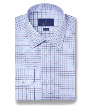 Breathable Underarm Vents TBSP11812436 | Sky & Merlot Twill Check Dress Shirt