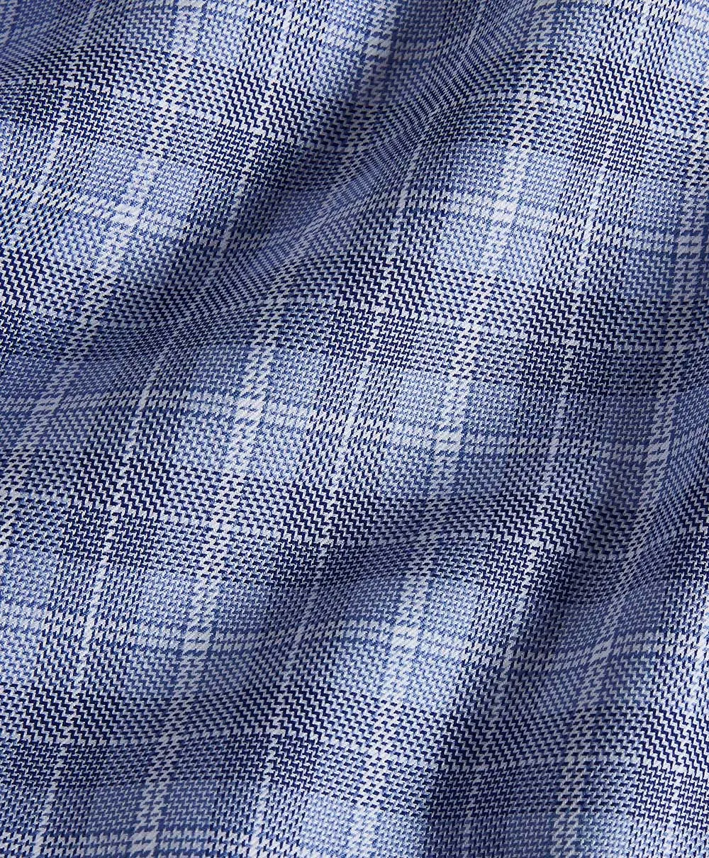 Cooling Mesh Lining TBSP11813414 | Blue & Navy Dobby Check Dress Shirt