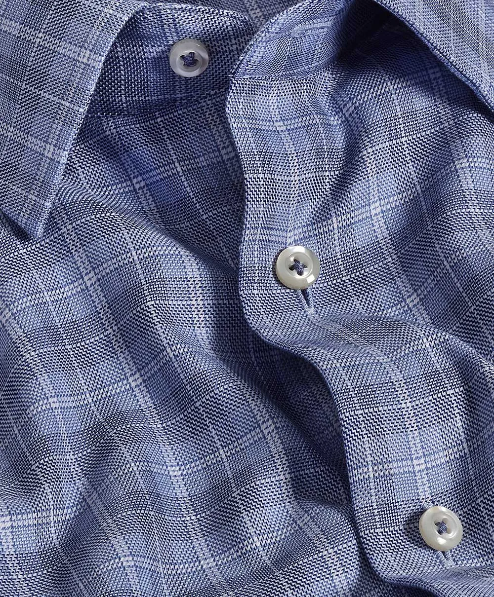 Sports Ready TBSP11813414 | Blue & Navy Dobby Check Dress Shirt