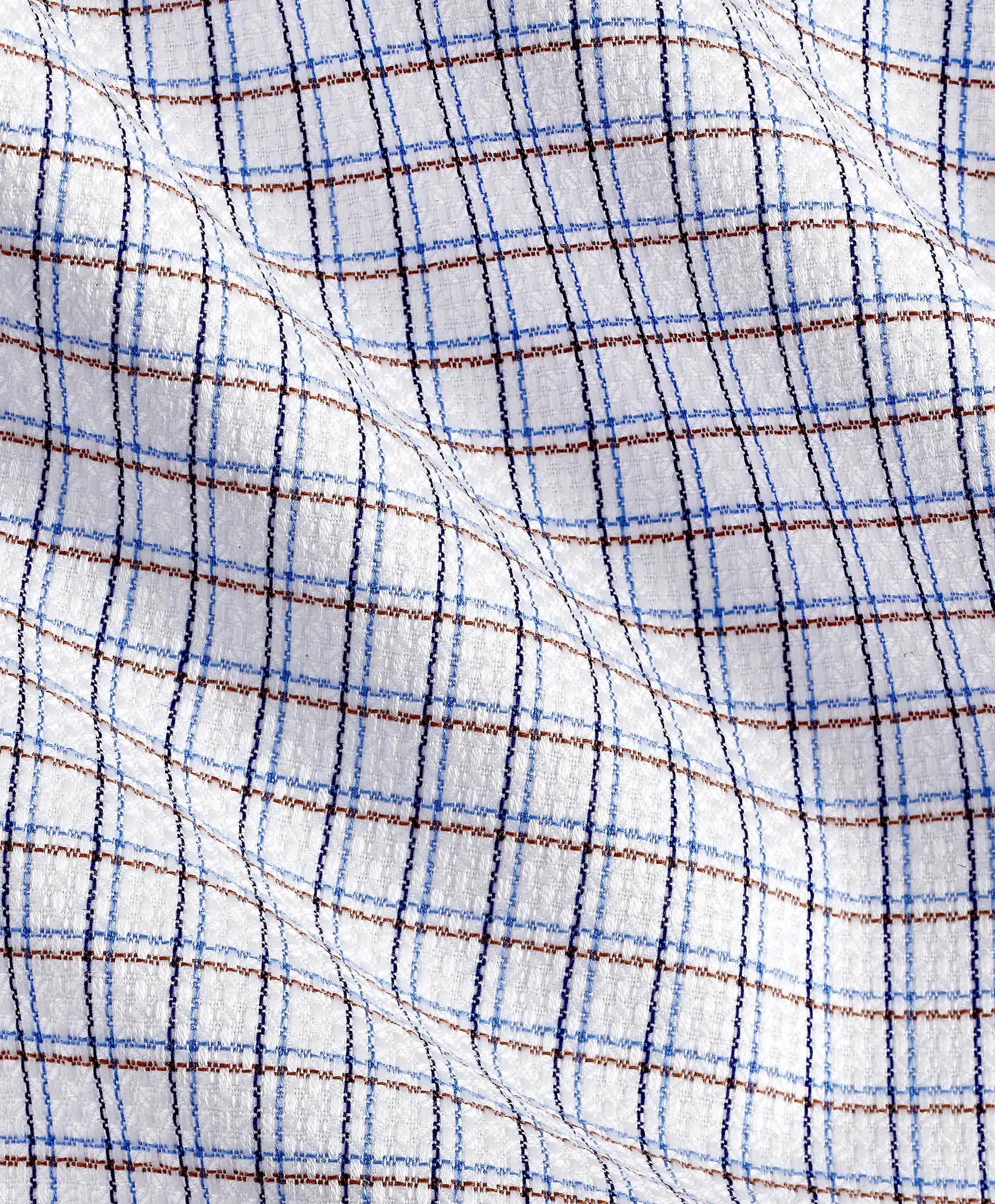 TBSP11819102 | White & Chocolate Dobby Check Dress Shirt Multipurpose Utility