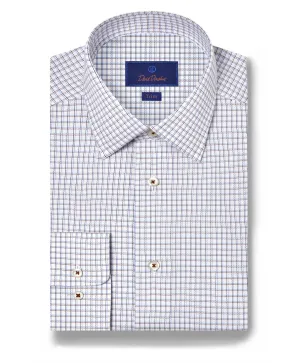 TBSP11819102 | White & Chocolate Dobby Check Dress Shirt Metallic Finish
