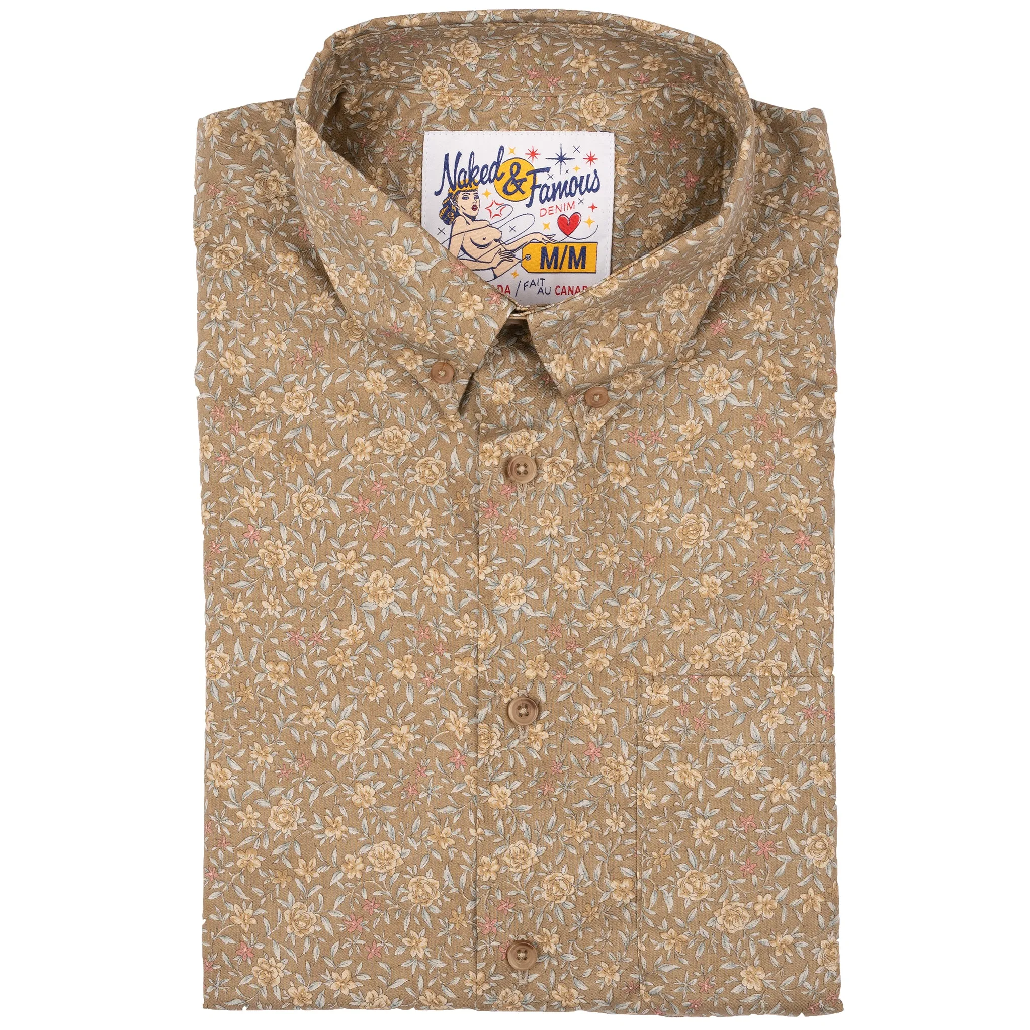 High-Quality Fabric Preppy Vibe Easy Shirt - Bell Flowers - Cinnamon