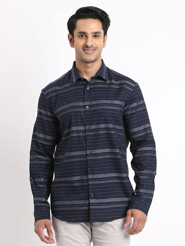 Men Striped Full Sleeve Cotton Shirt Urban Style