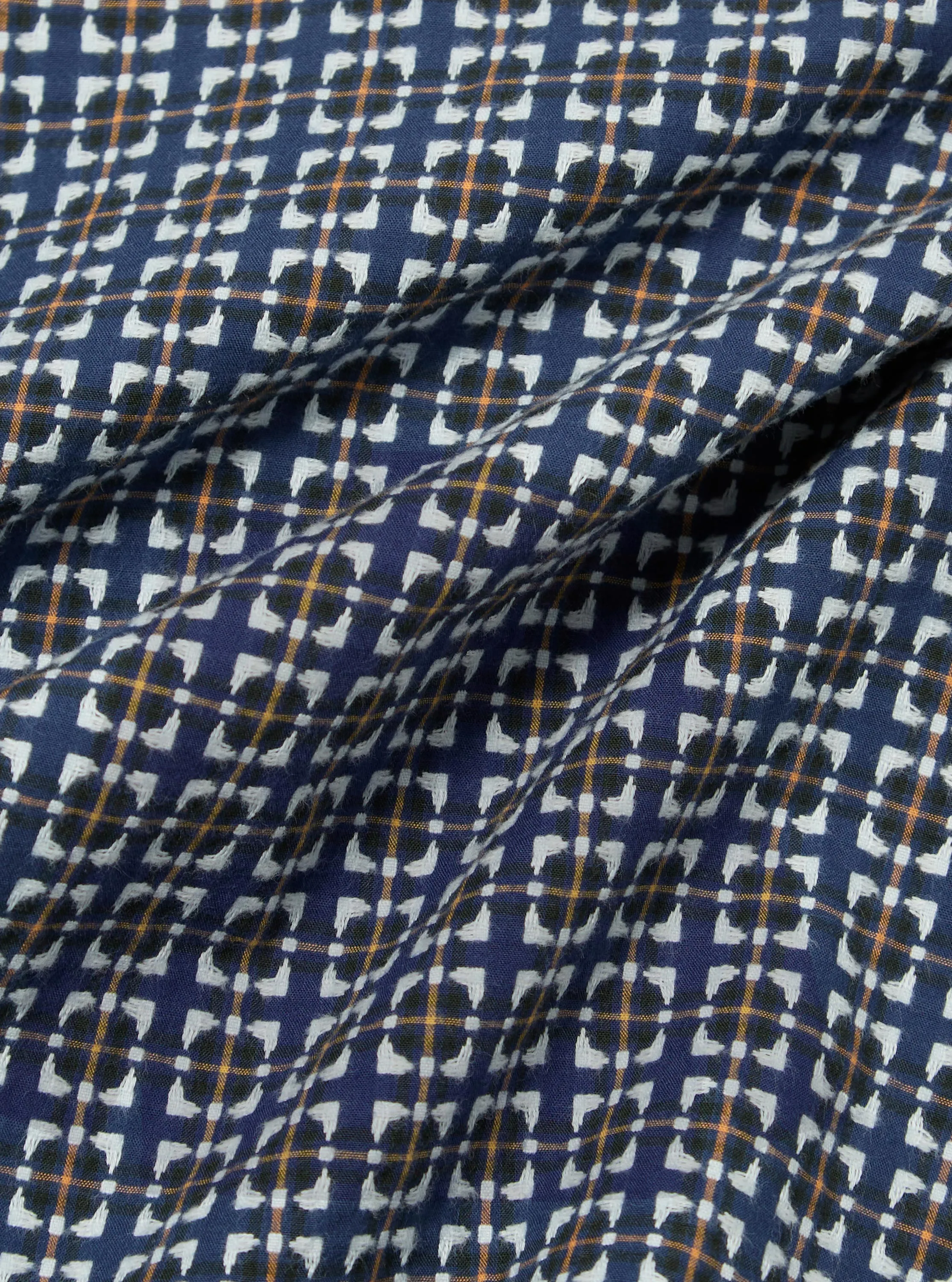 Anti Pill Treatment Layered Sleeve Cuffs Navy Oscar Cotton L/S Camp Shirt