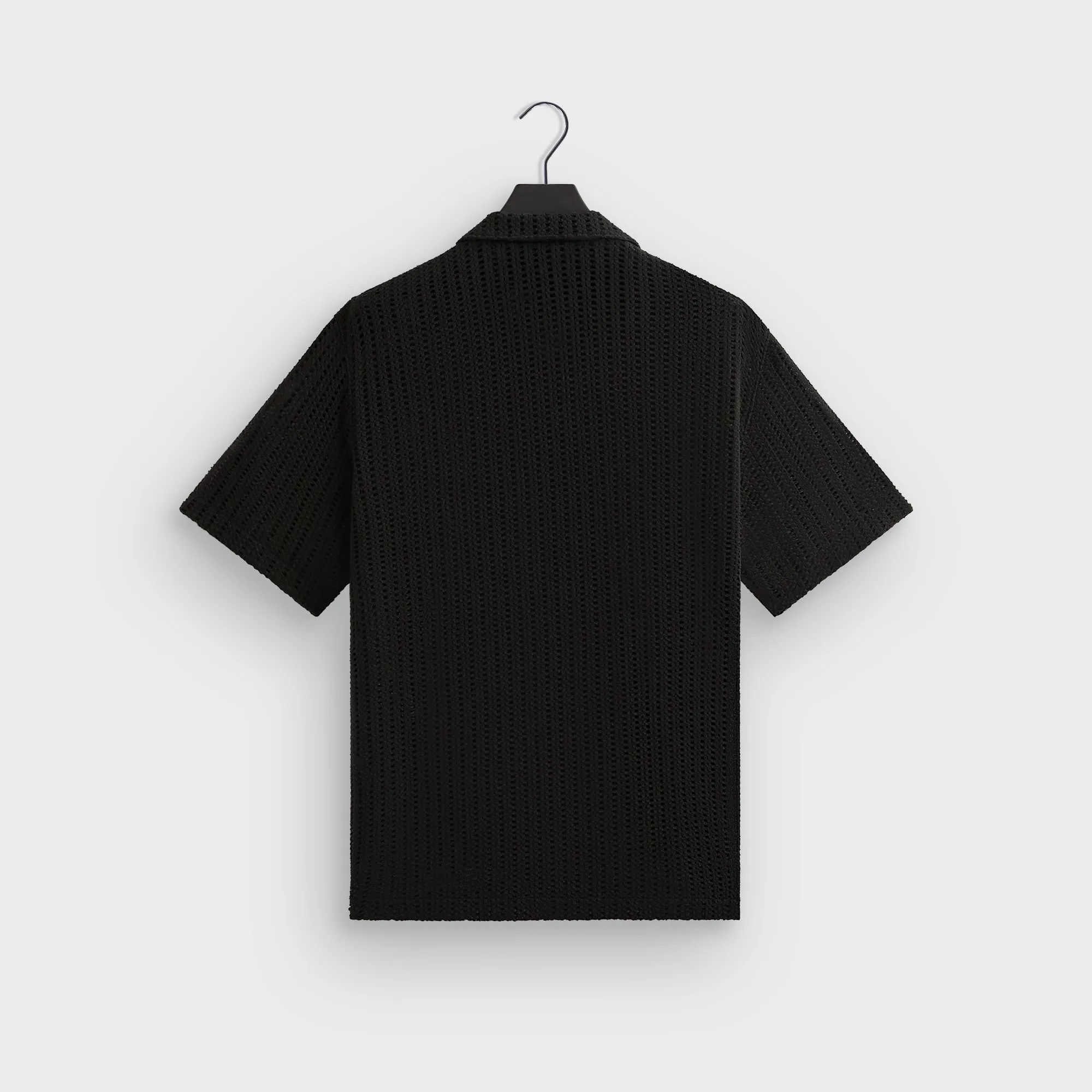 Kith Cotton Mesh Thompson Camp Collar Shirt - Black Crisp Weather Fit Sleek Outdoor Look
