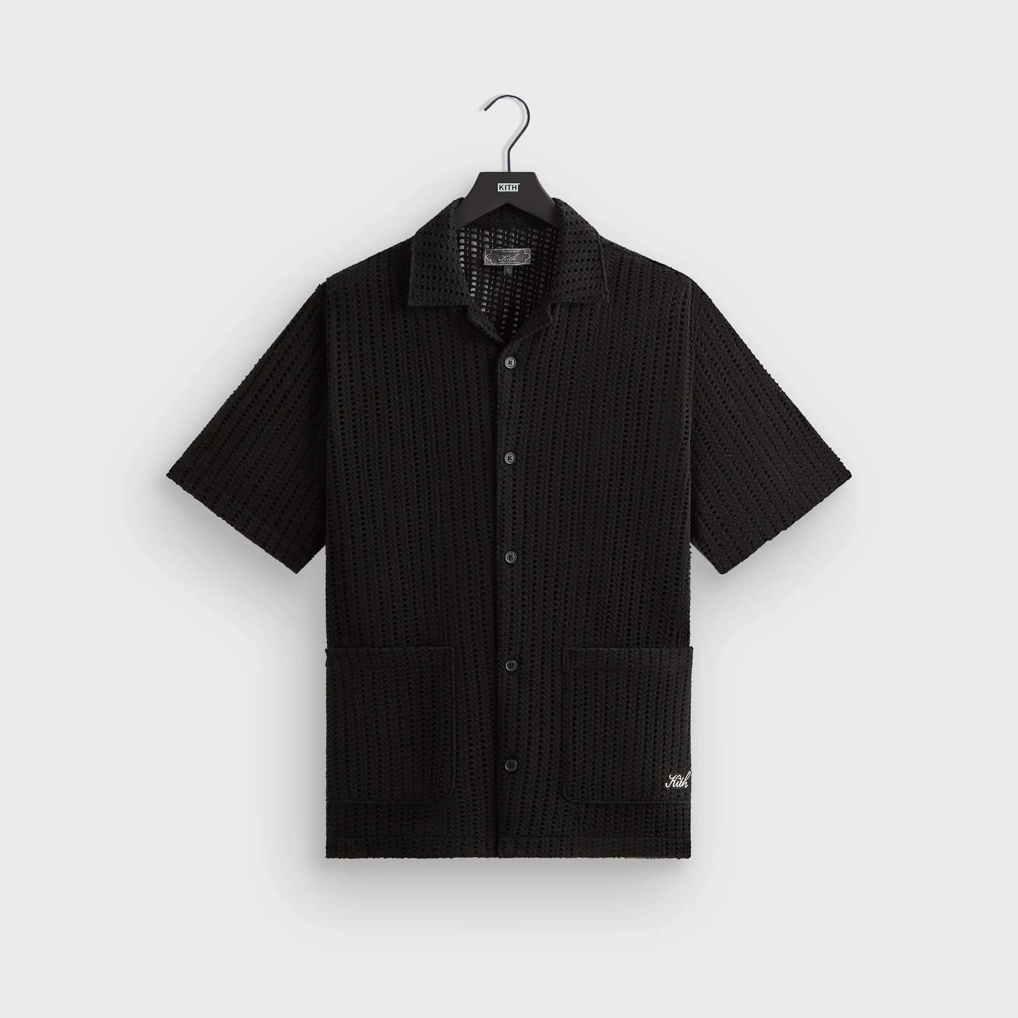 Advanced Wickability System City Style Kith Cotton Mesh Thompson Camp Collar Shirt - Black