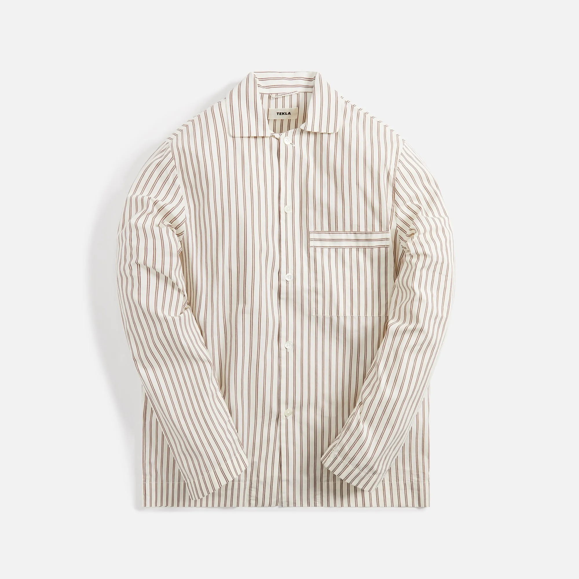InterchangeableLining Hypoallergenic Padding Tekla Poplin Long Sleeve Pajama Shirt - Hopper Stripes