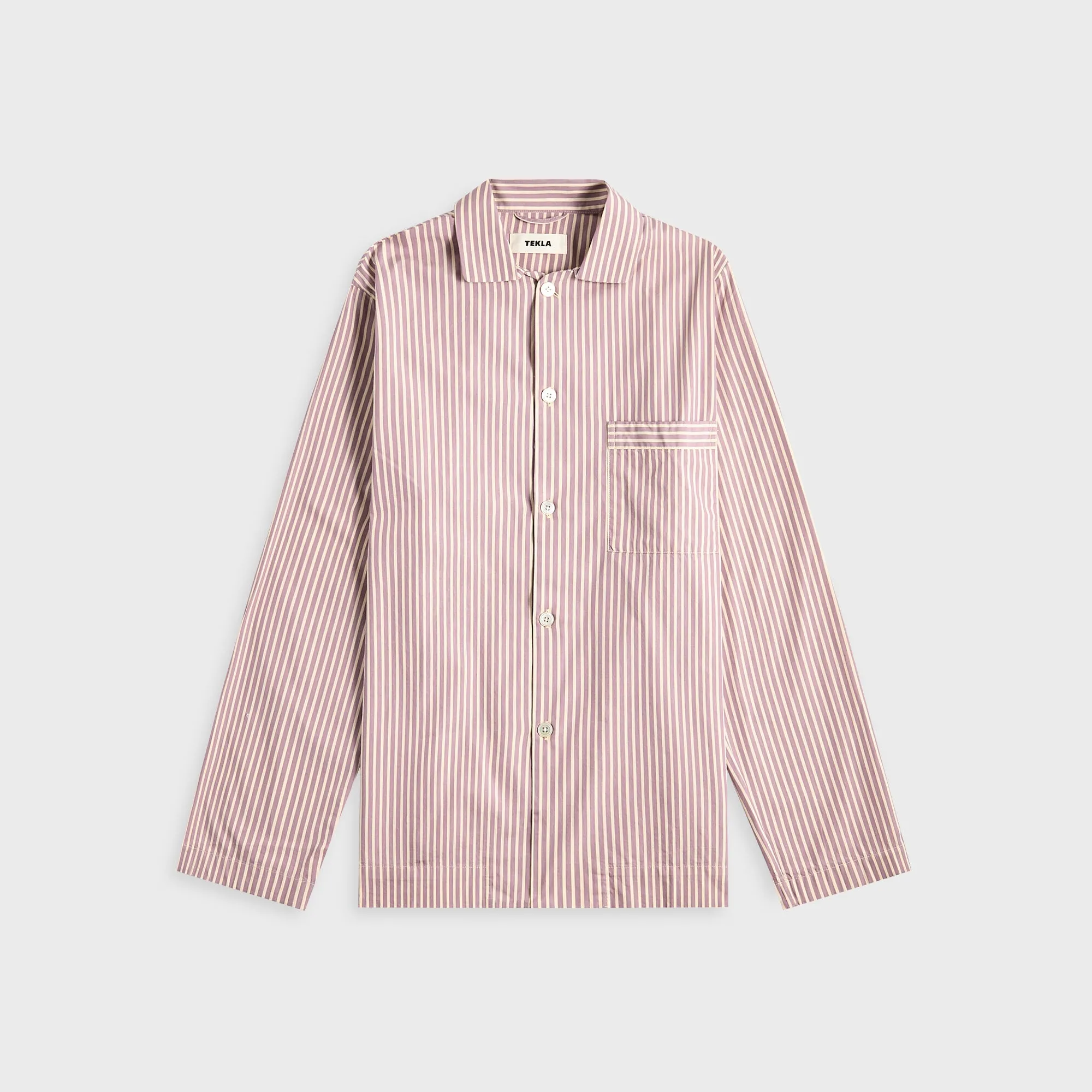 Climate Adaptive Design Heat Resistant Fabric Tekla Poplin Long Sleeve Pyjama Shirt - Skipper Stripes