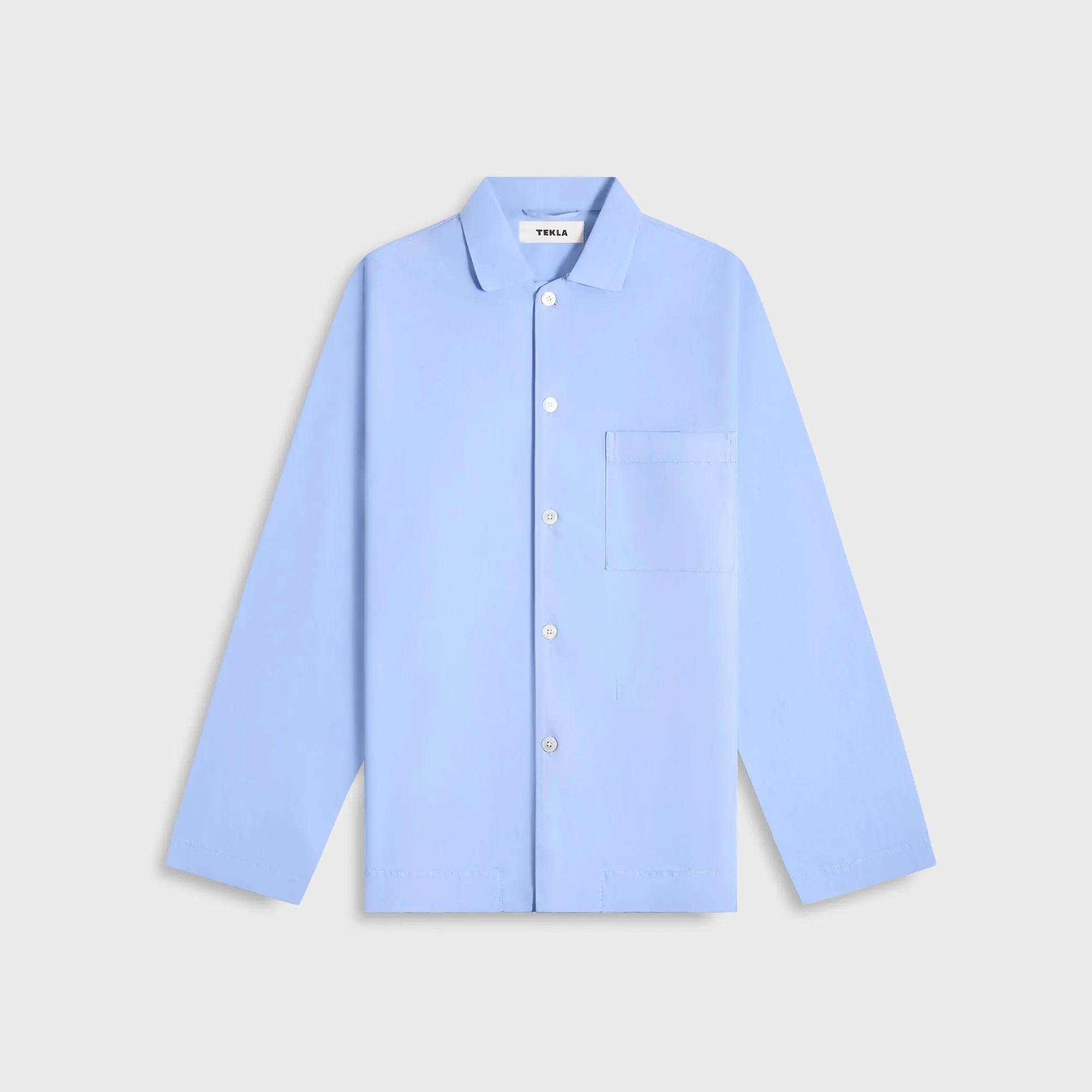 Transitional Look Three Layer Laminate Tekla Poplin Long Sleeve Pyjama Shirt - Solid Cornflower