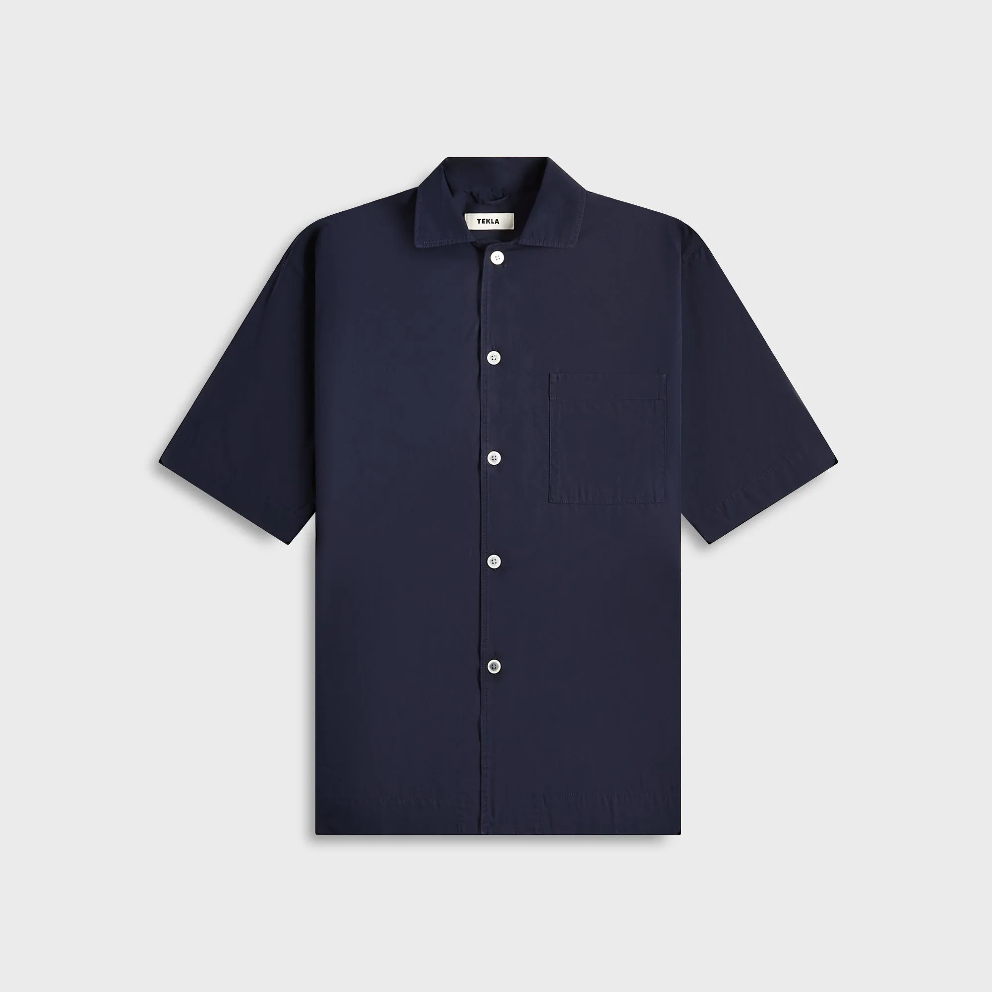 Static Dissipating Threading Tekla Poplin Pyjamas Short Sleeve Shirt - True Navy