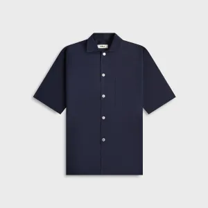Tekla Poplin Pyjamas Short Sleeve Shirt - True Navy Magnetic Fasteners