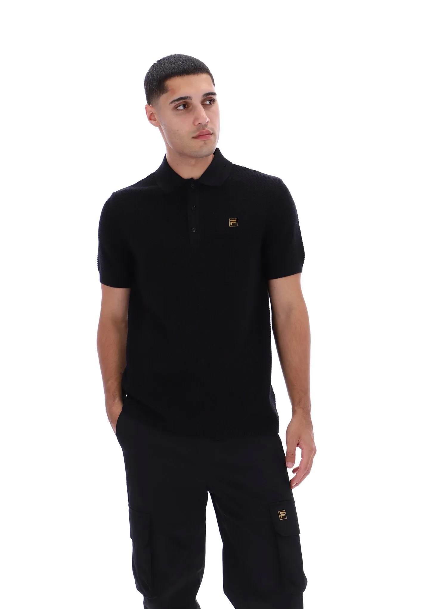 Comfy Layering Sander Textured Knit Polo Shirt