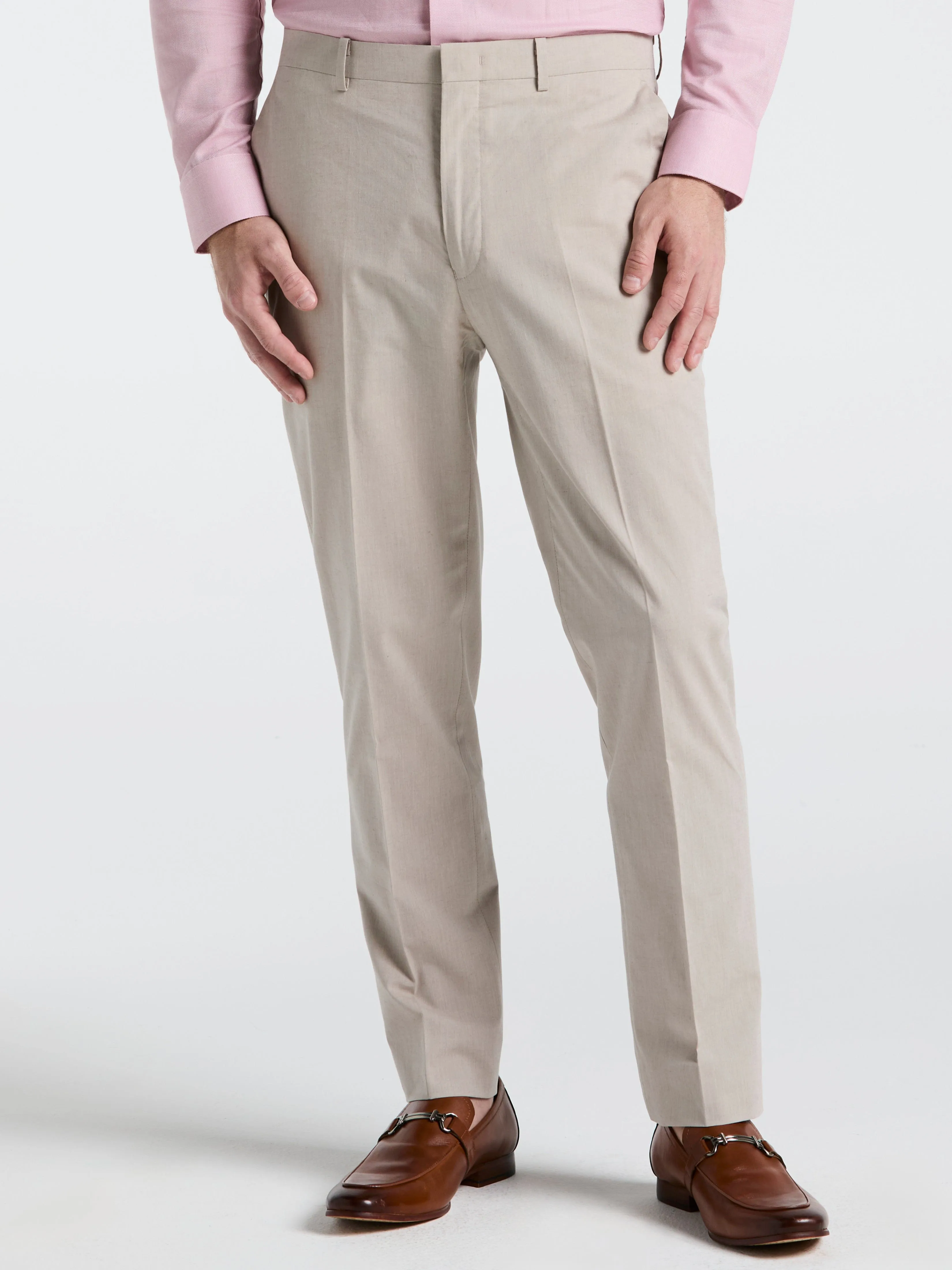 Work Friendly Slim Fit Solid Linen Blend Pant