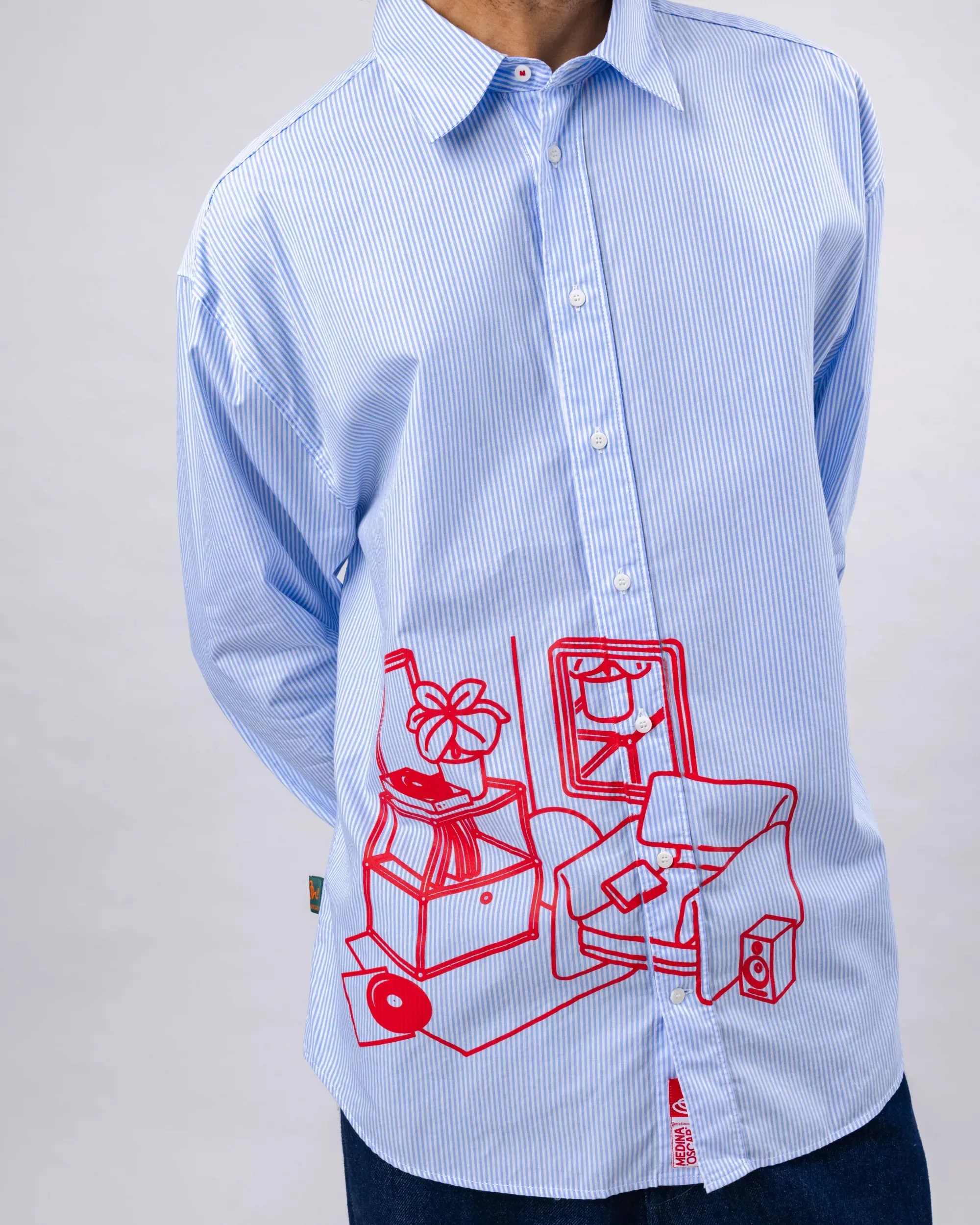 Multi Pocket Utility Layered Look The Indoor Society Stripes Shirt