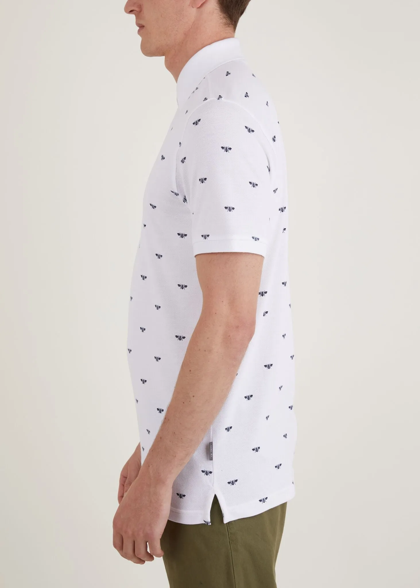 Harbor Style Heart Glow Beehive Polo Shirt - White