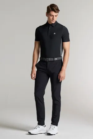 Vaughan Panelled Polo - Putter Black / Steel - Tailored Fit UV Protective Coating Durable Thread Construction